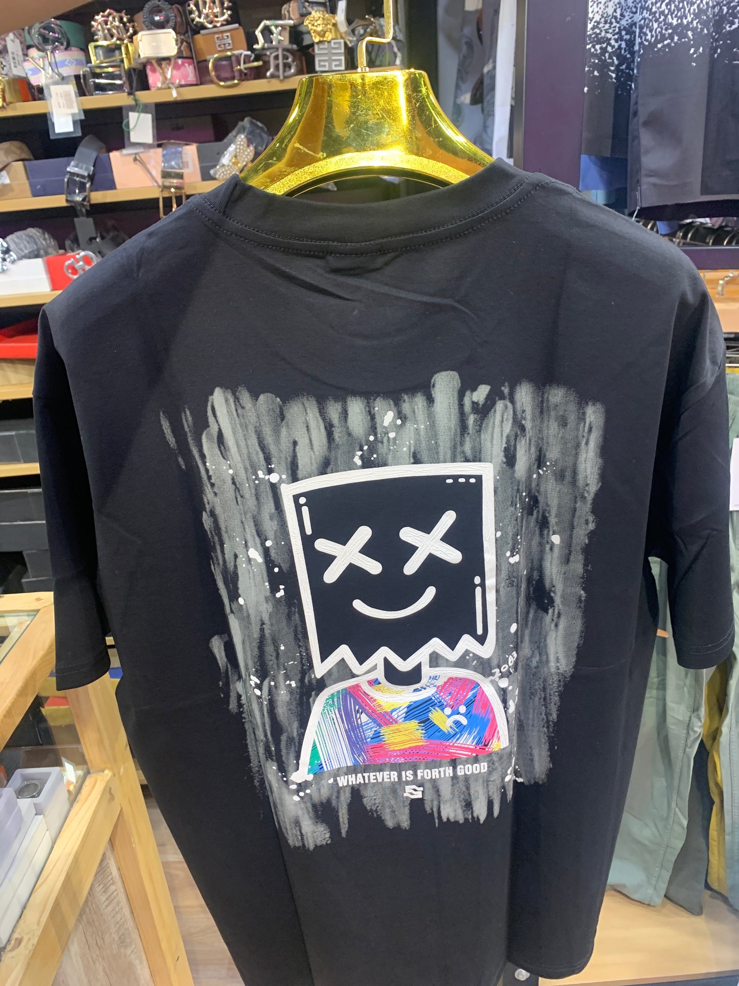 BRAND Tshirt Black Colour Happy Good 77001