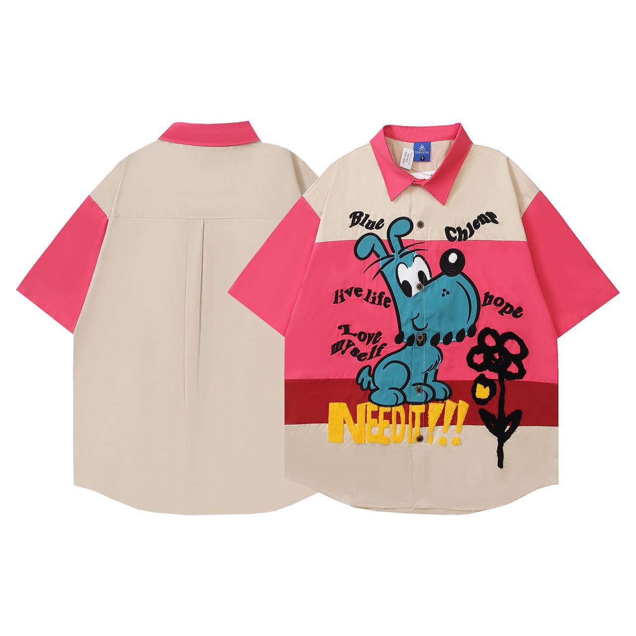 CHLEN RTEEL Cream Beige Pink Colour Live Life Hope Baggy Size Premium Shirt HY208