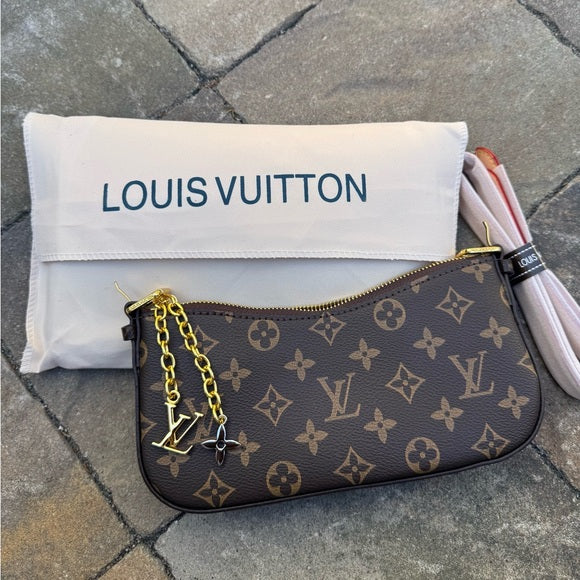 UOL LOU Black Colour With Logo Print Golden Zip Twist Premium Quality Ladies Sling Bag 69143