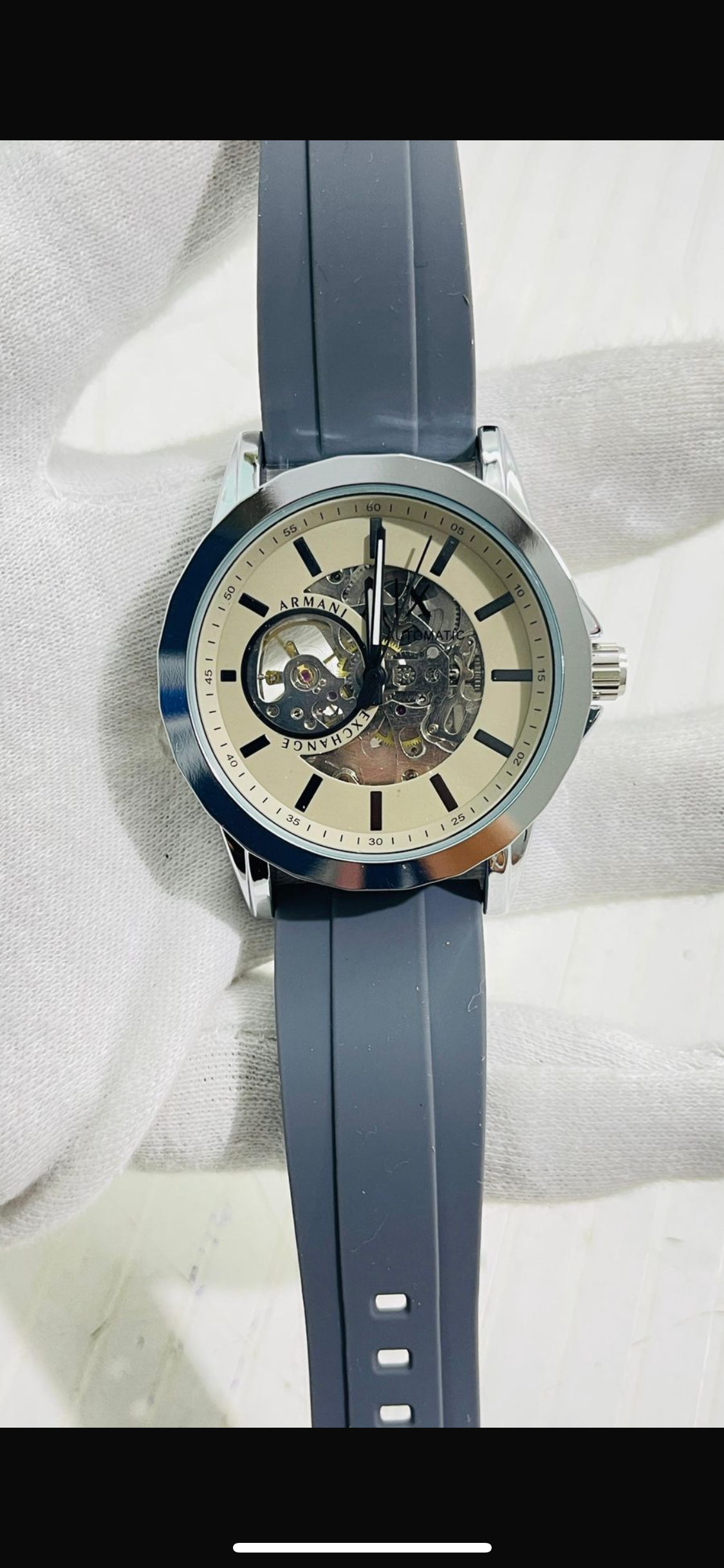 MRA Dark Grey Strap Silver Ring Grey dial Automatic Men’s Watch 989318
