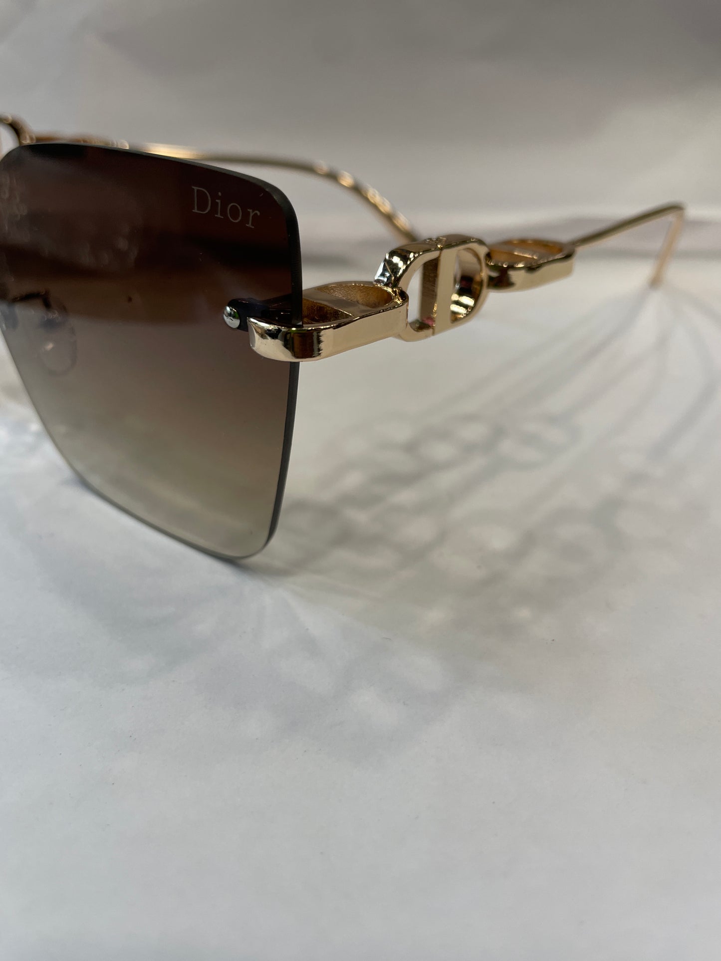 OID Frameless Golden Stick Brown Shade Unisex Sunglasses SUN259