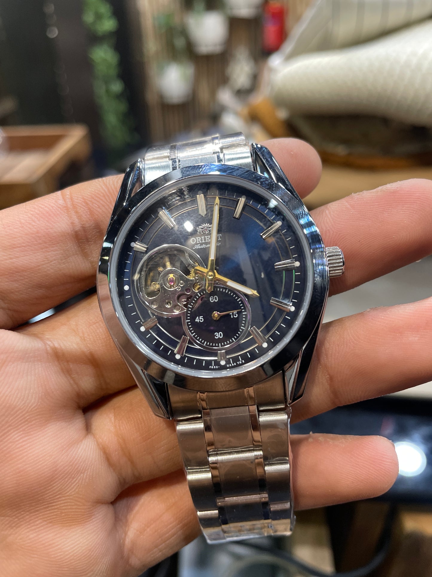 IRO ORI Silver Chain With Navy Blue Dial Automatic Machine Premium Quality Men’s Watch 9905020