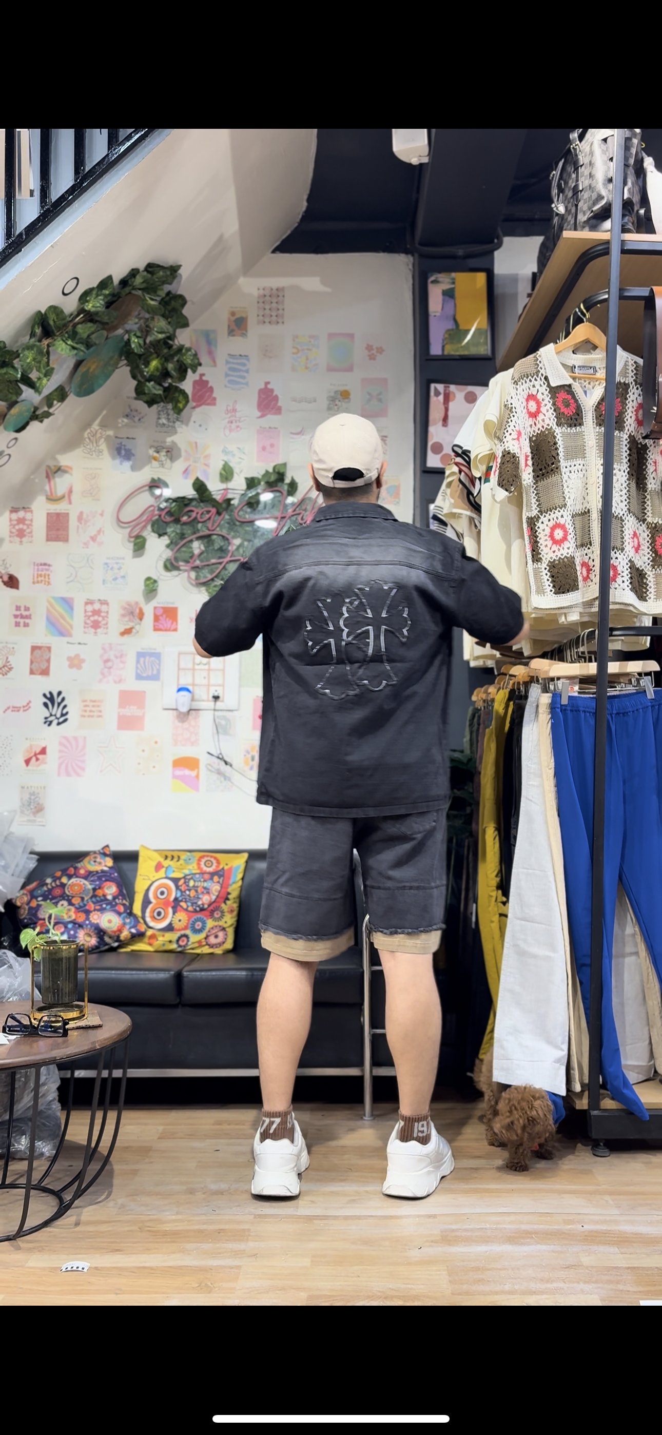 Chr Rhc Black Grey Half Sleeve Shirt With Shorts Denim Coord Set 76501