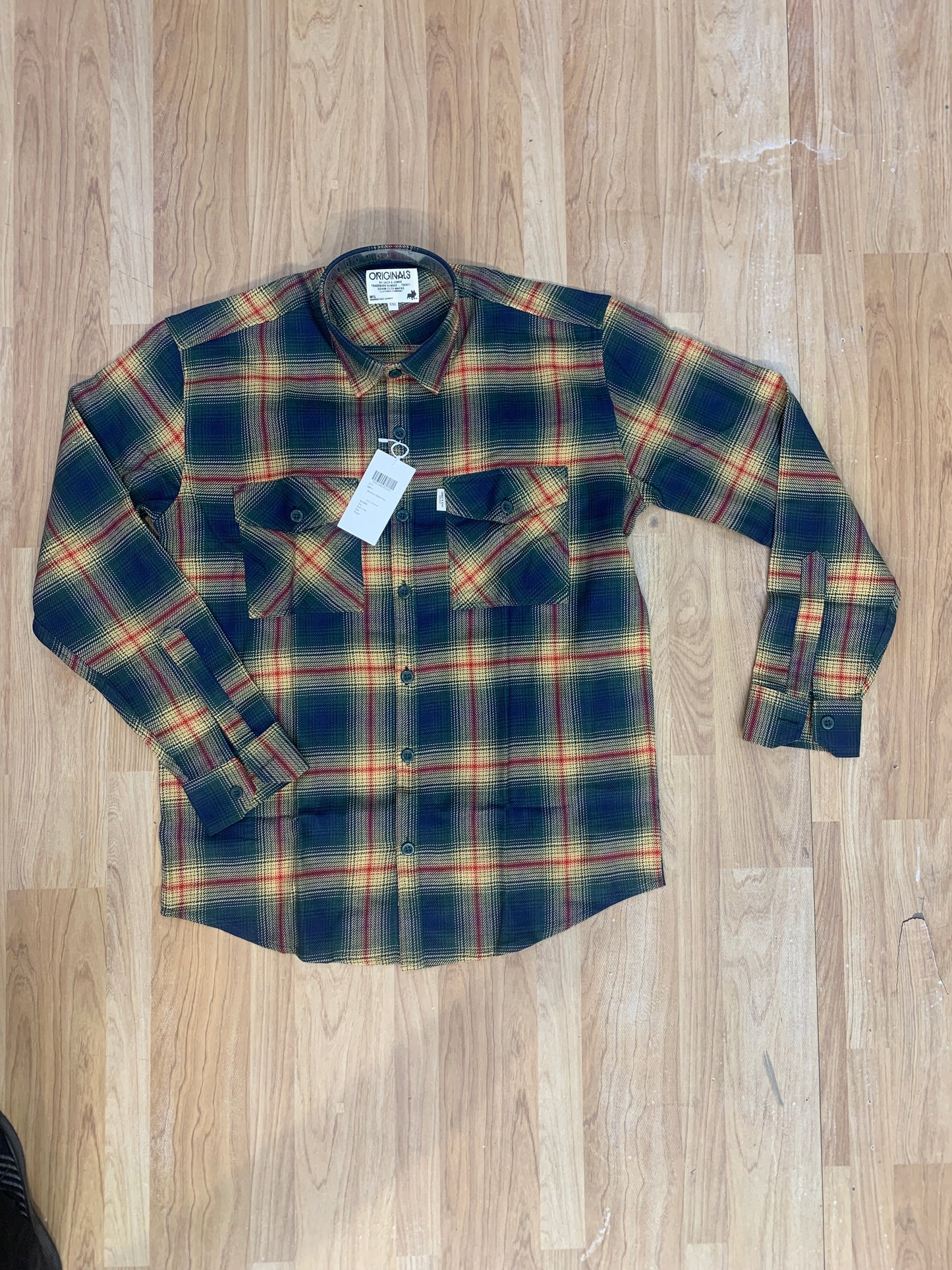 CAJ Green Yellow Red Check Shirt Cotton Fabric Relaxed Fit 88781