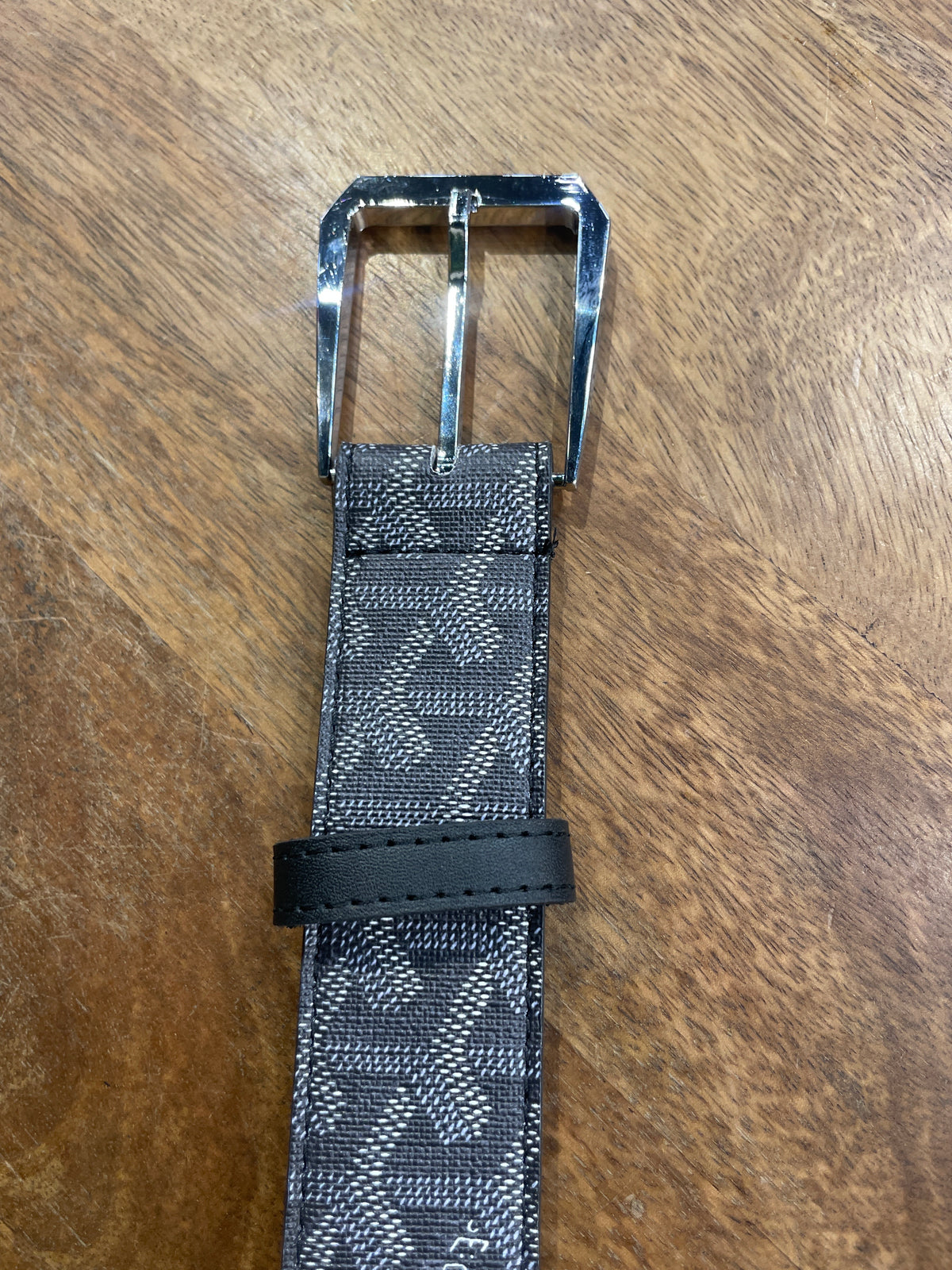 YOG GOY Silver Buckle Black Printed Strap Premium Quality Imported Unisex Belt 991317