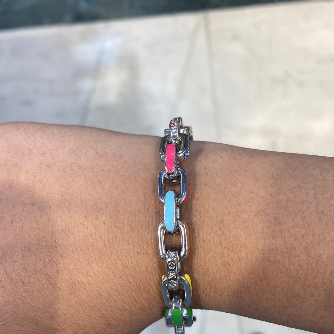 Uol Sliver Bracelet Multi Colour Stone 987670