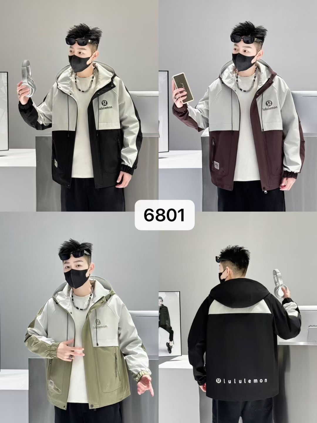 LULULEMON Light Grey Black Colour Heavy Quality Hooded Jacket 6801