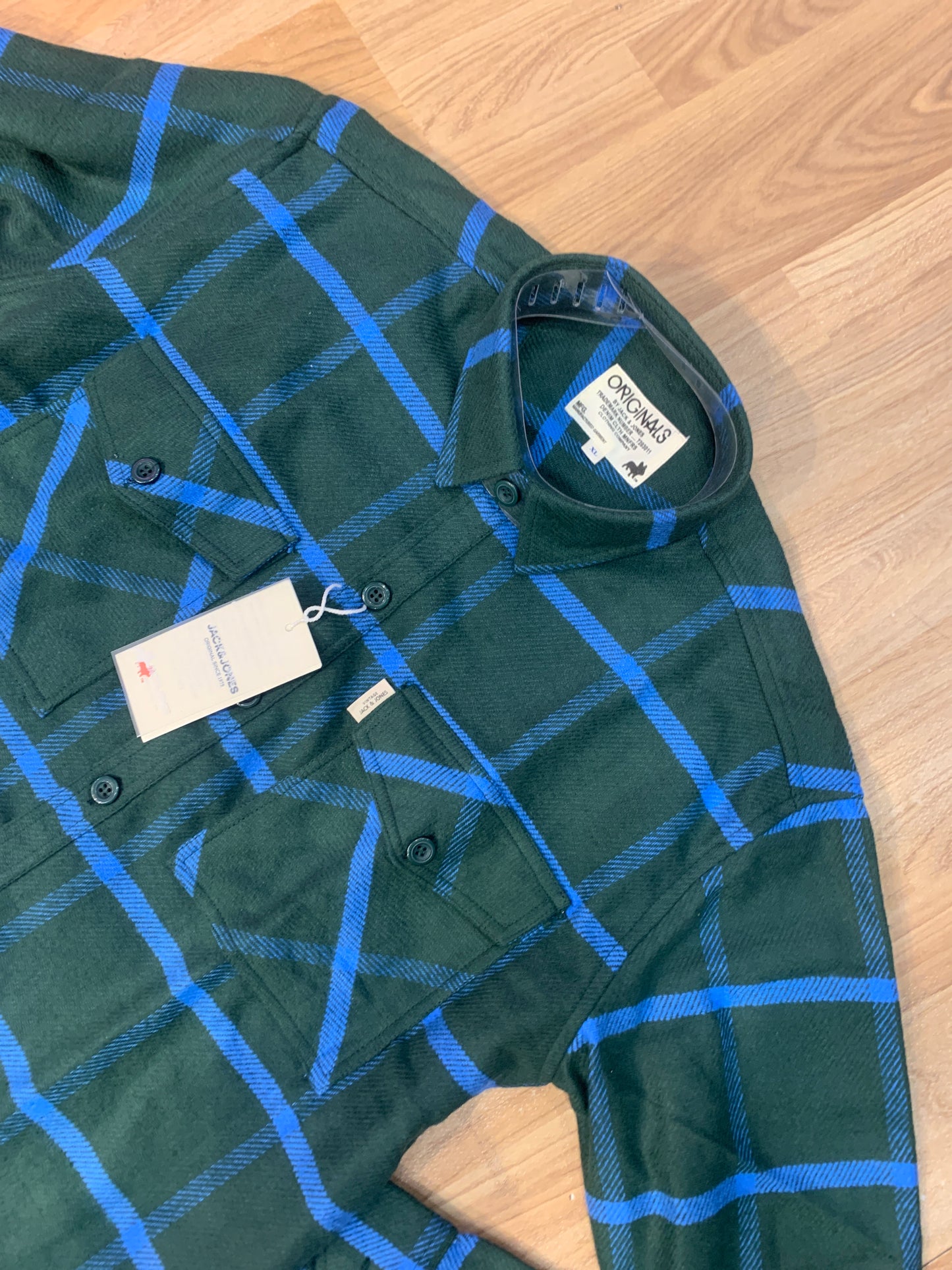 CAJ Green Blue Check Shirt Cotton Fabric Relaxed Fit 8879