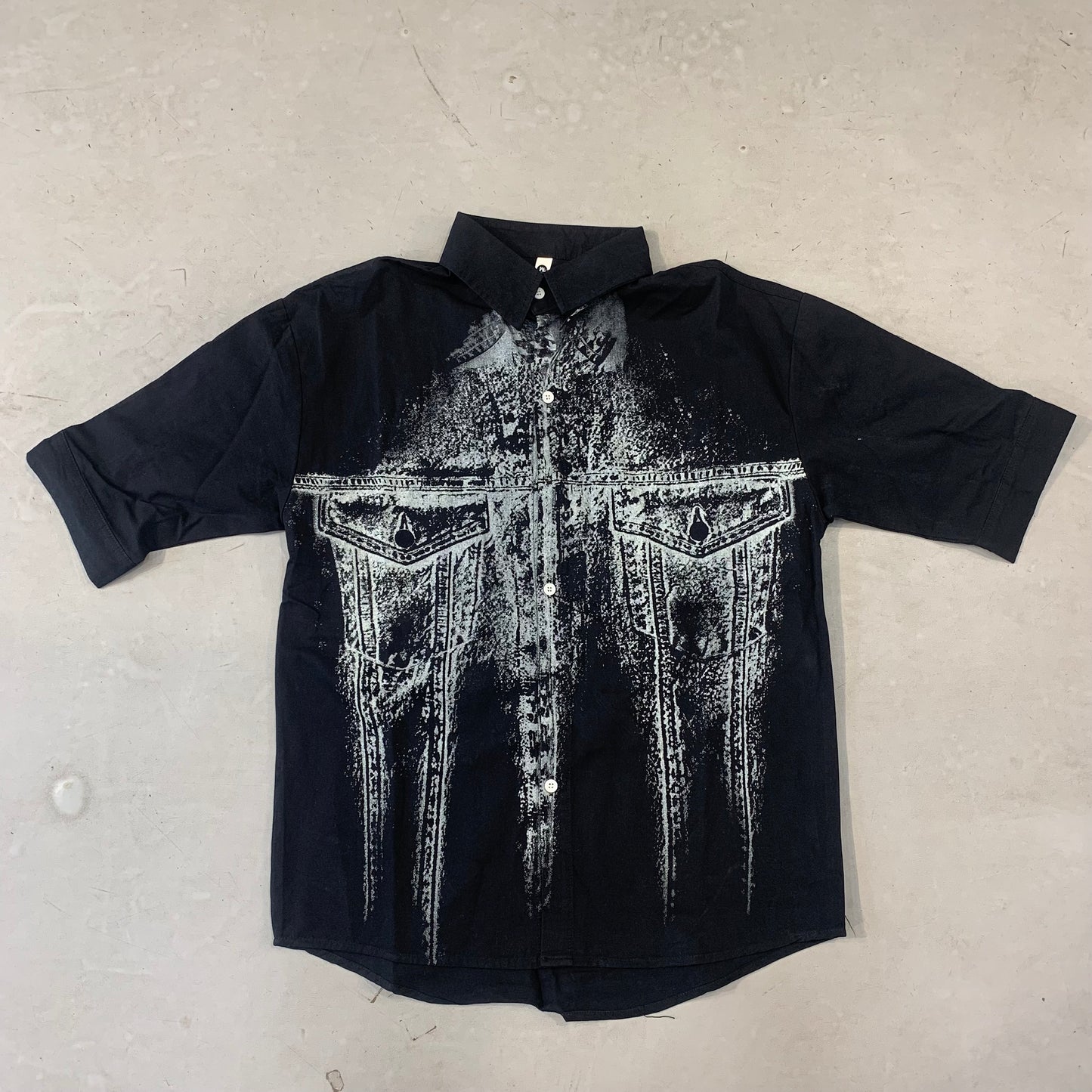 G.N Black Colour Grey Printe With Back Print Imported Half Sleeve Oversized Unisex Shirt 003