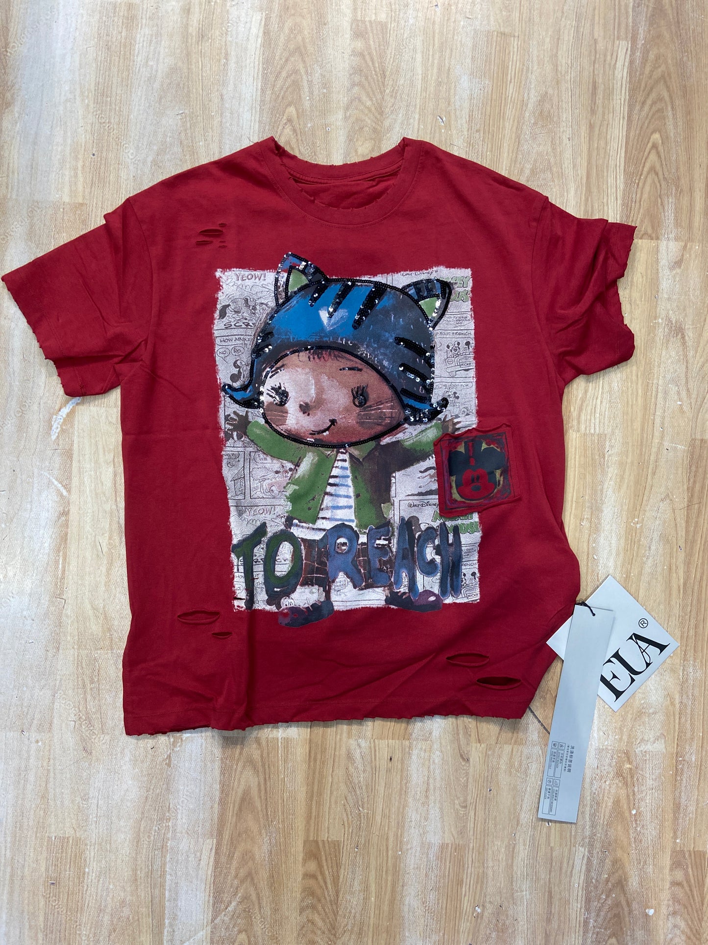 Maroon Rugged Stone Work Tshirt 13697