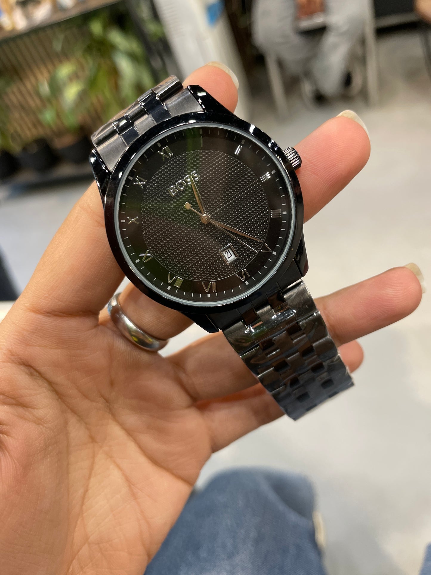 SOB BOS Black Dial Black chain Date Working Men’s Watch 990642