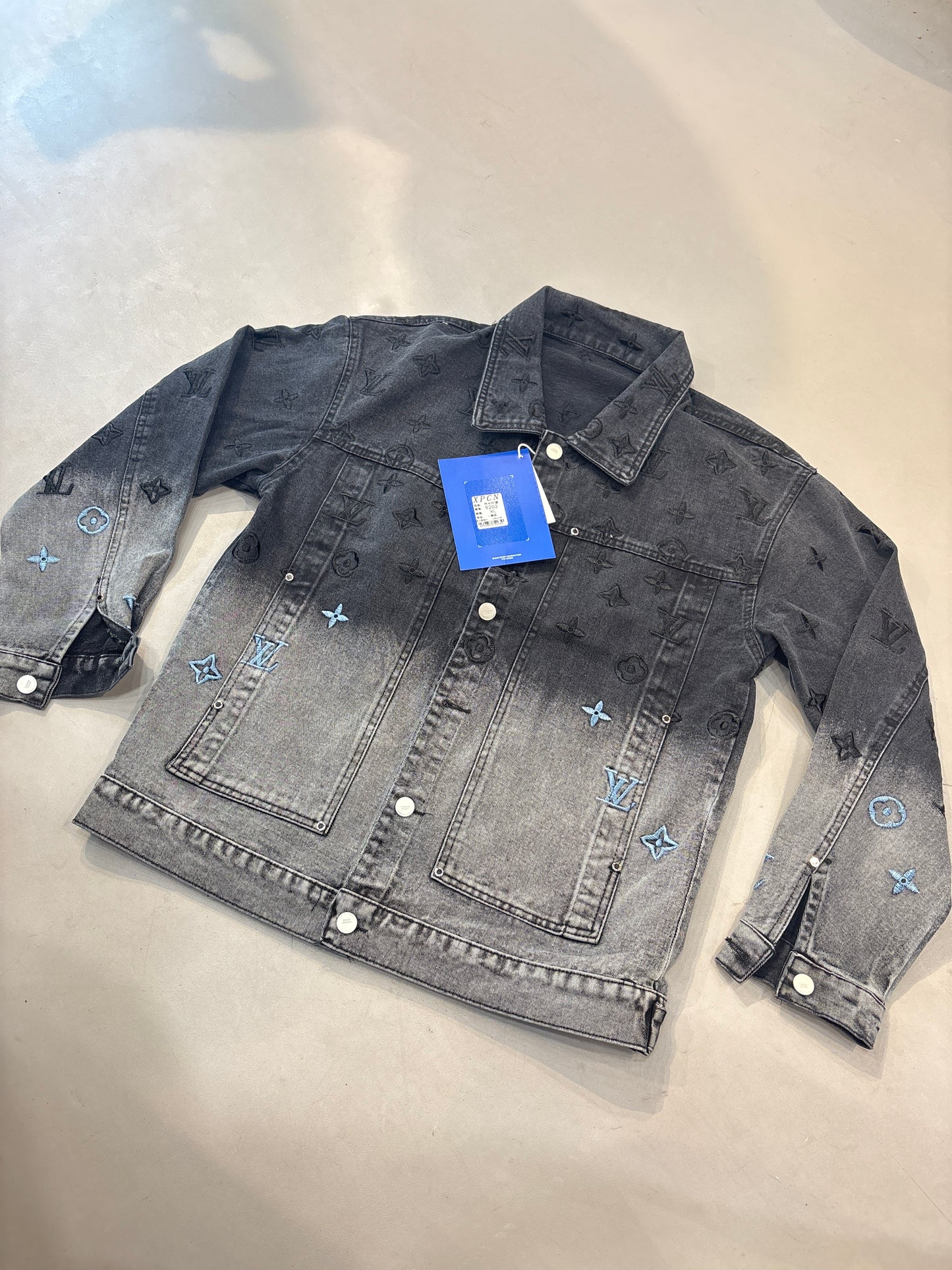 LDA Uol Lou Black Grey Colour Black Blur Print Work Full Sleeve Denim Jacket 9202