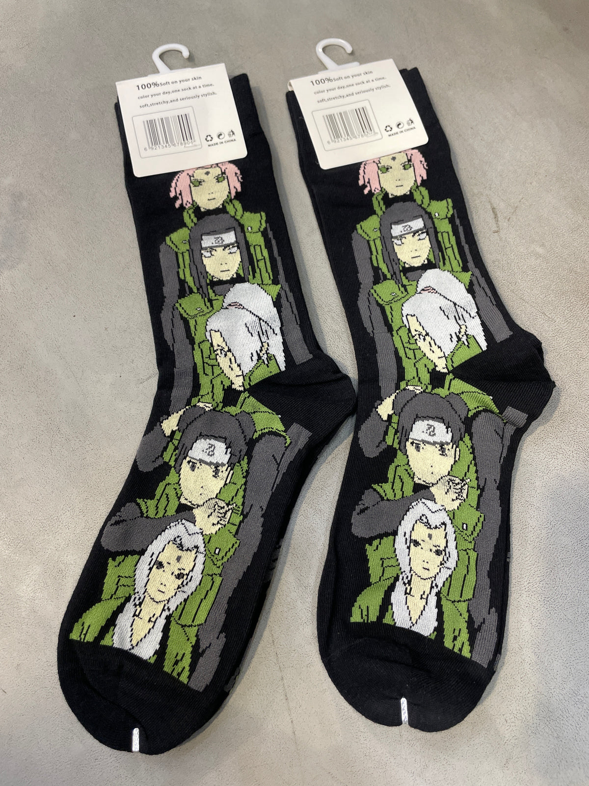 Scenario Black Colour Green Grey Print Premium Quality Full Socks 991162