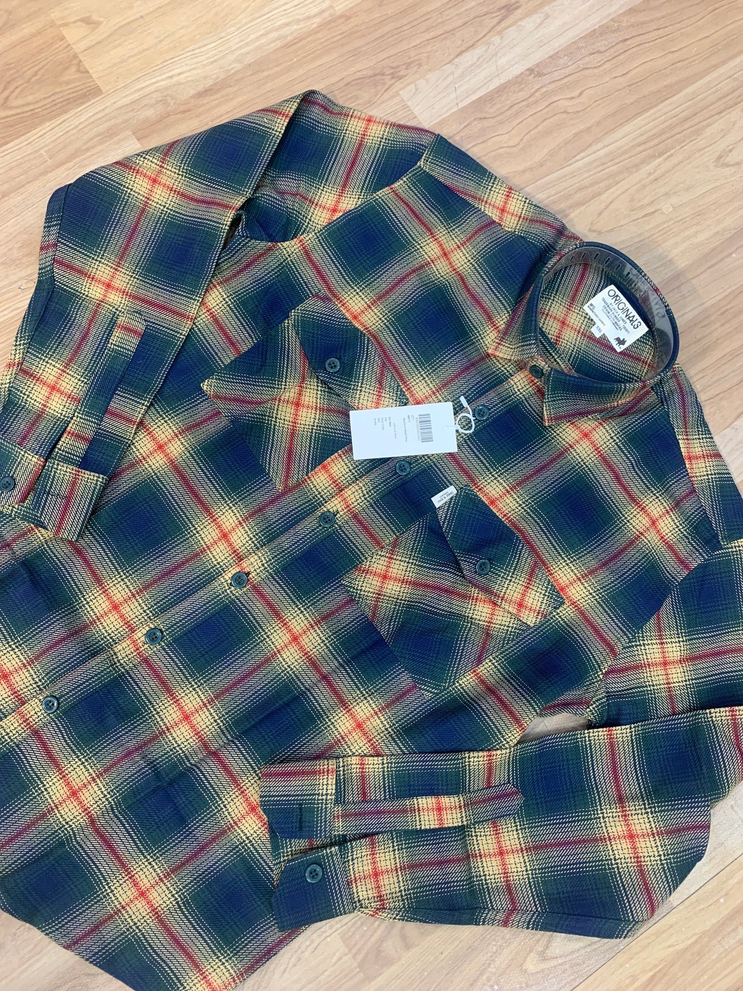 CAJ Green Yellow Red Check Shirt Cotton Fabric Relaxed Fit 88781