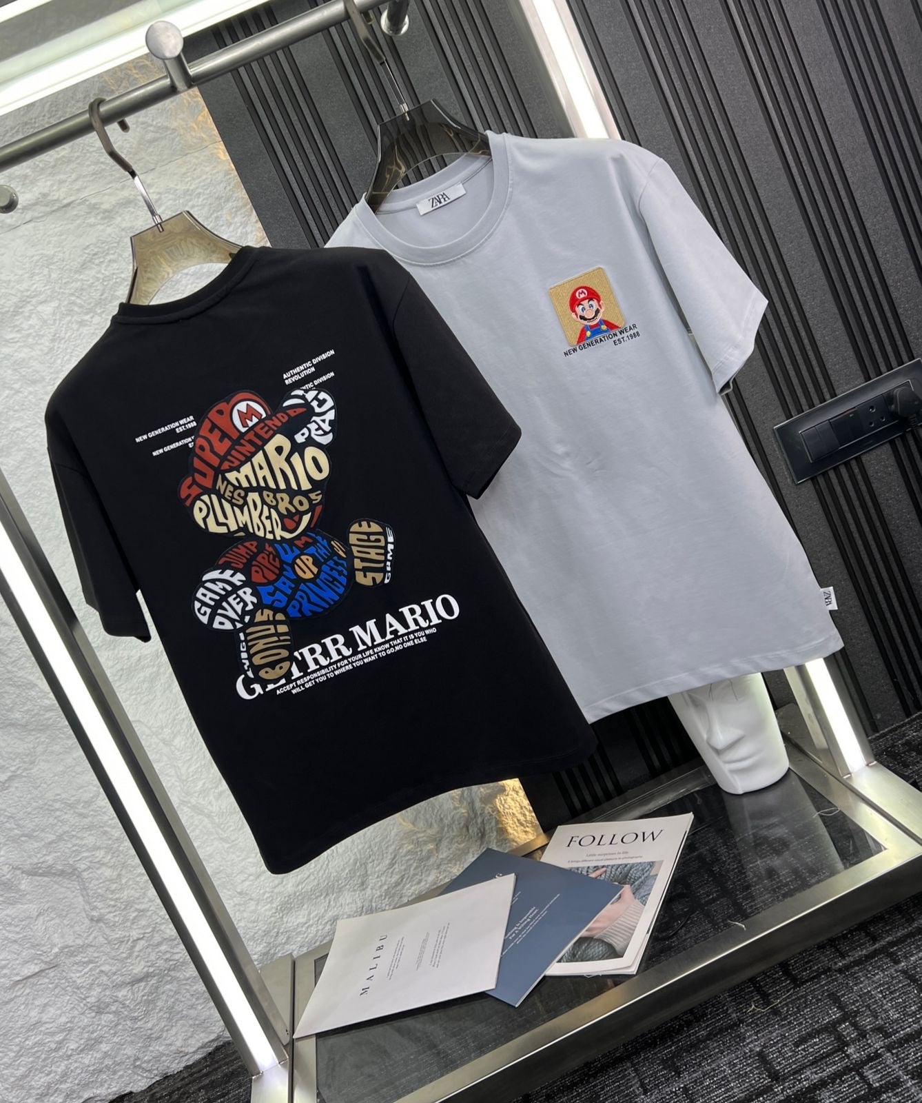 Raz Zar Black Colour EST.1988 Mario Back Print T-Shirt 5584