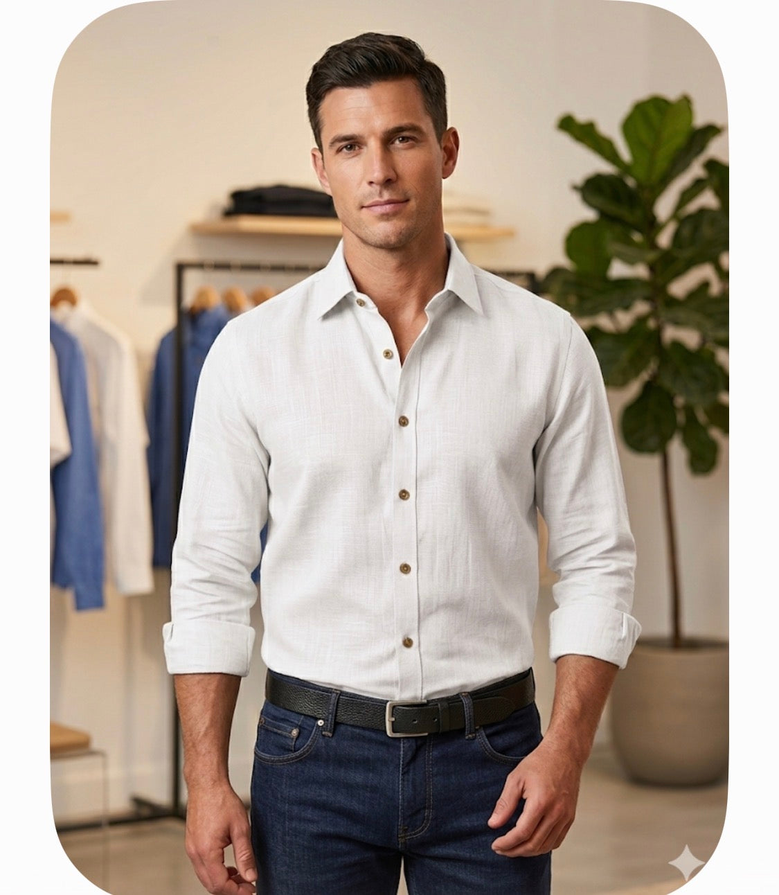 AQUARIUS White Colour Premium Quality Plain Full Sleeve Linen Shirt 990844