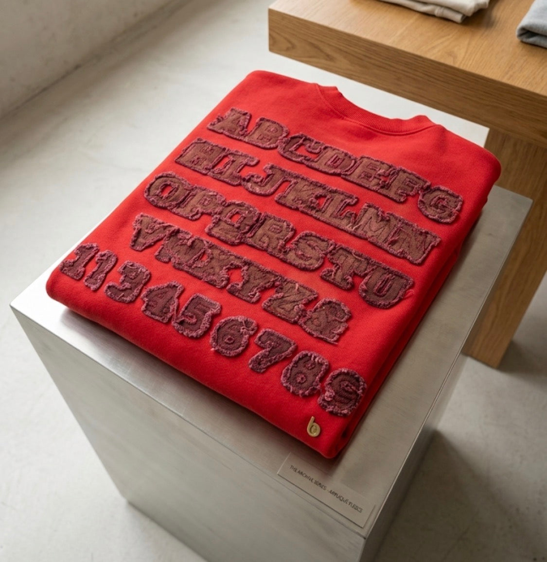 Z-One Red Colour Alphabet Patch Rugged Imported Men’s Round Neck T-Shirt ZY906