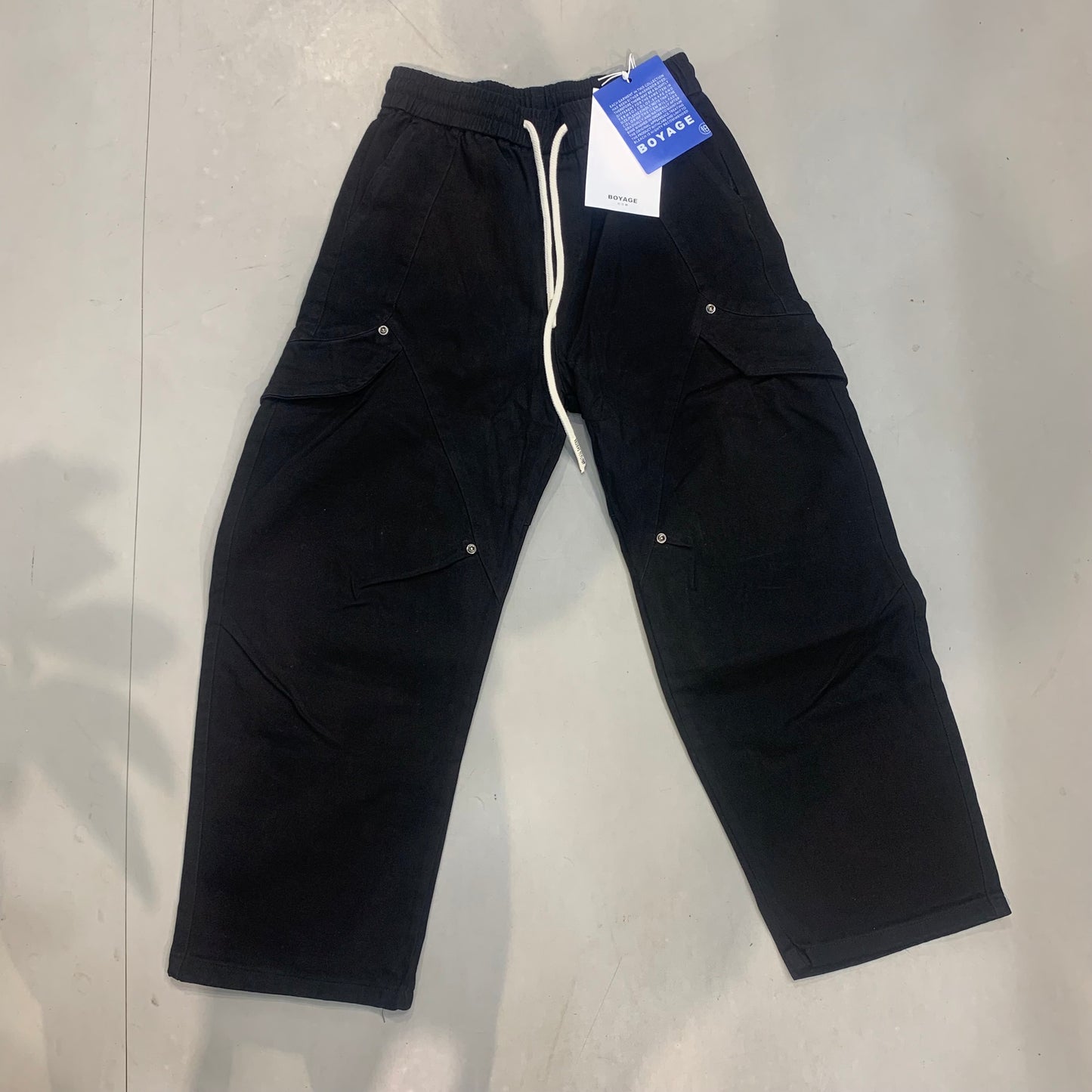 BOYAGE Korean Style Black Baggy Fit With 5 Pocket Denim Cargo Pants W-621