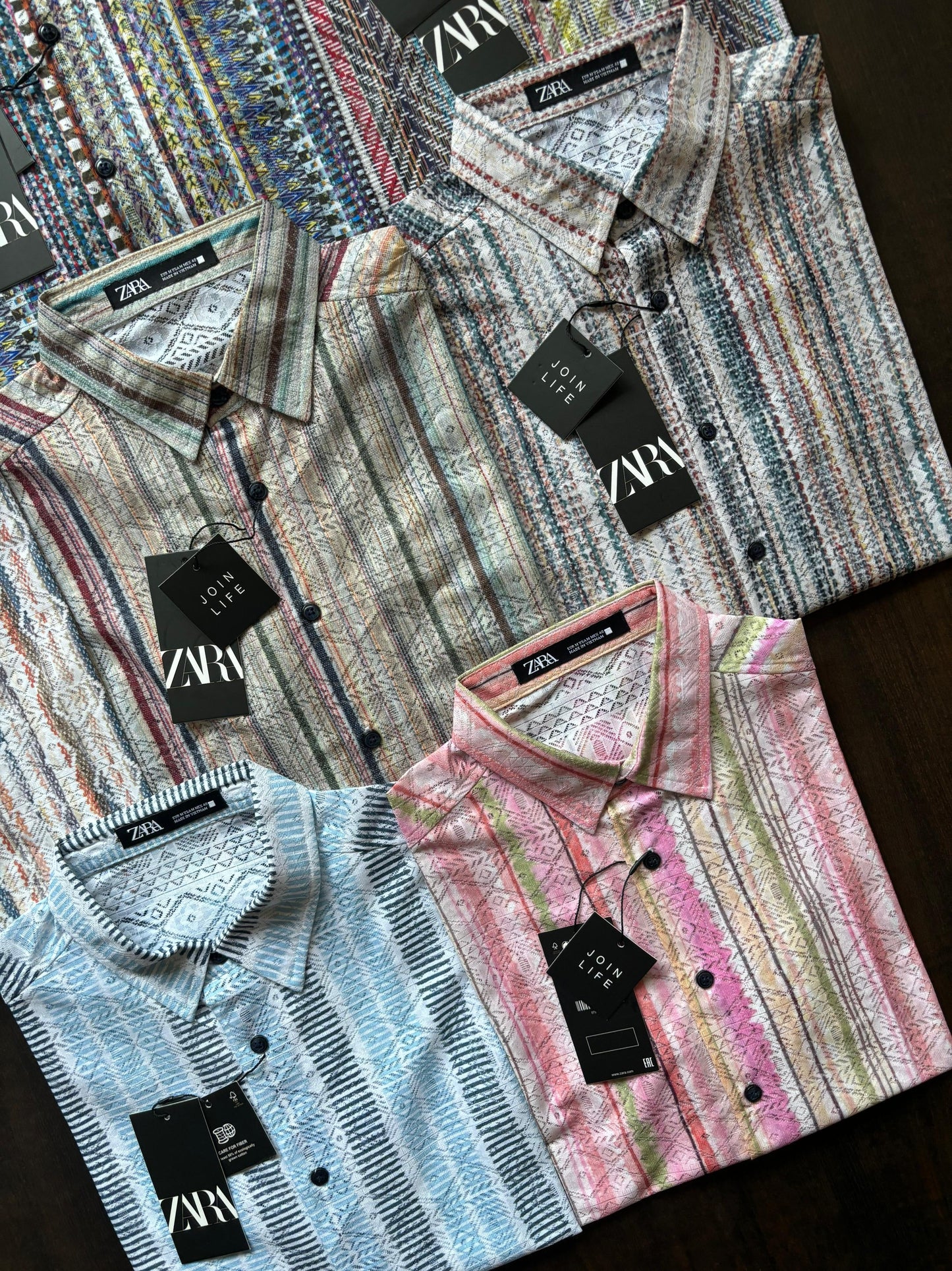ZR Blue Colour With Multiple Colour Premium Quality crochet Shirt 65699