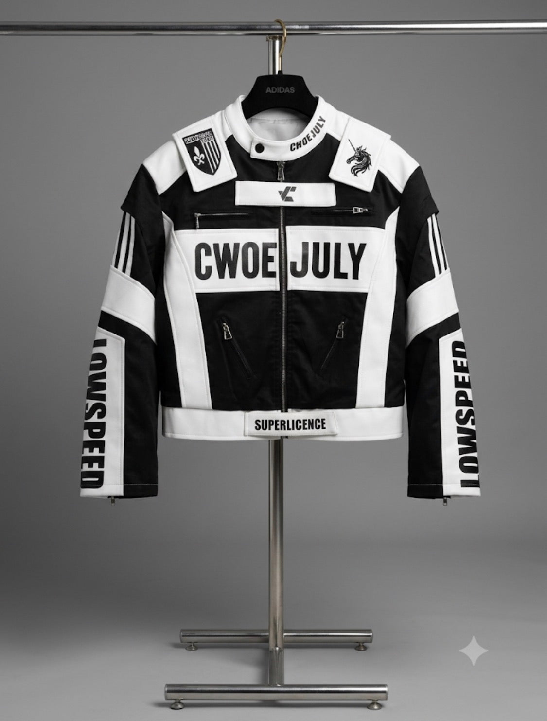 Q.w. Zhan Black White Colour CWOE JULY Print Premium Quality Unisex Jacket 991074