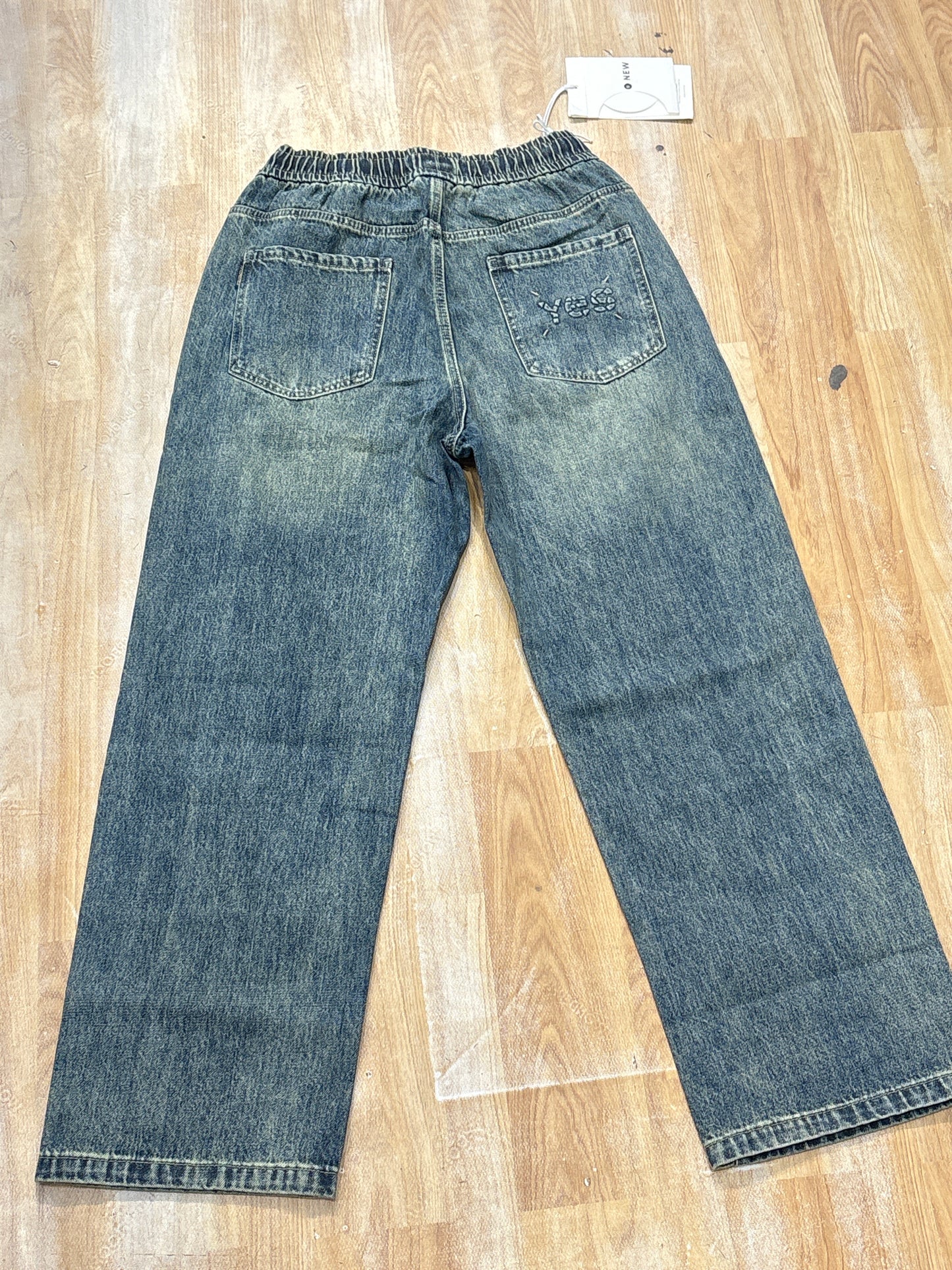 Blue Green Colour Baggy Fit Jeans 9038
