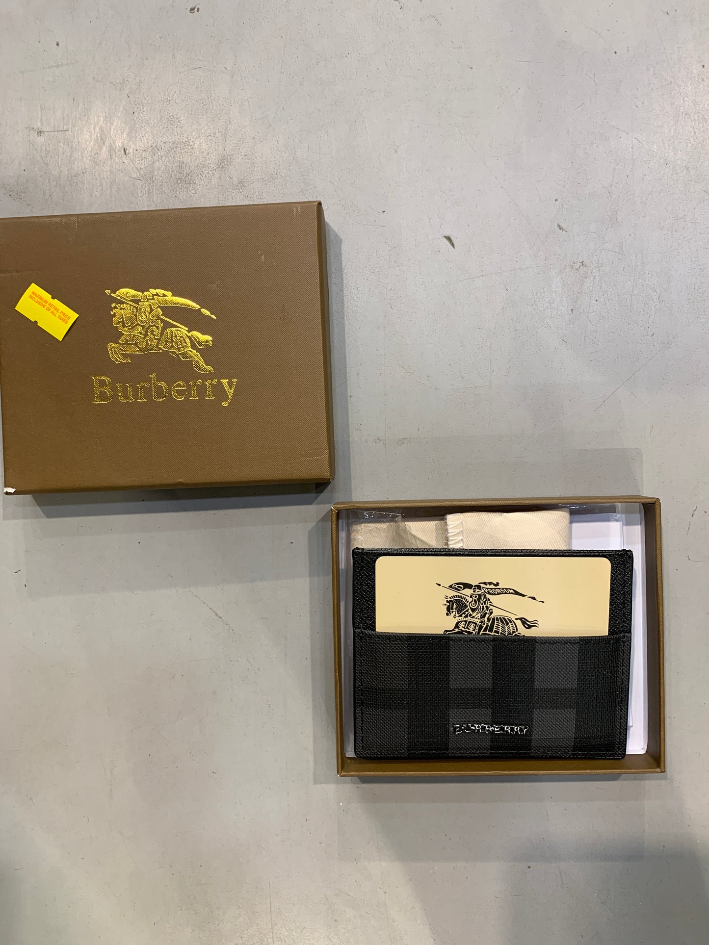 RUB BUR Check Print Italian Leather Imported Unisex Cardholder 990433