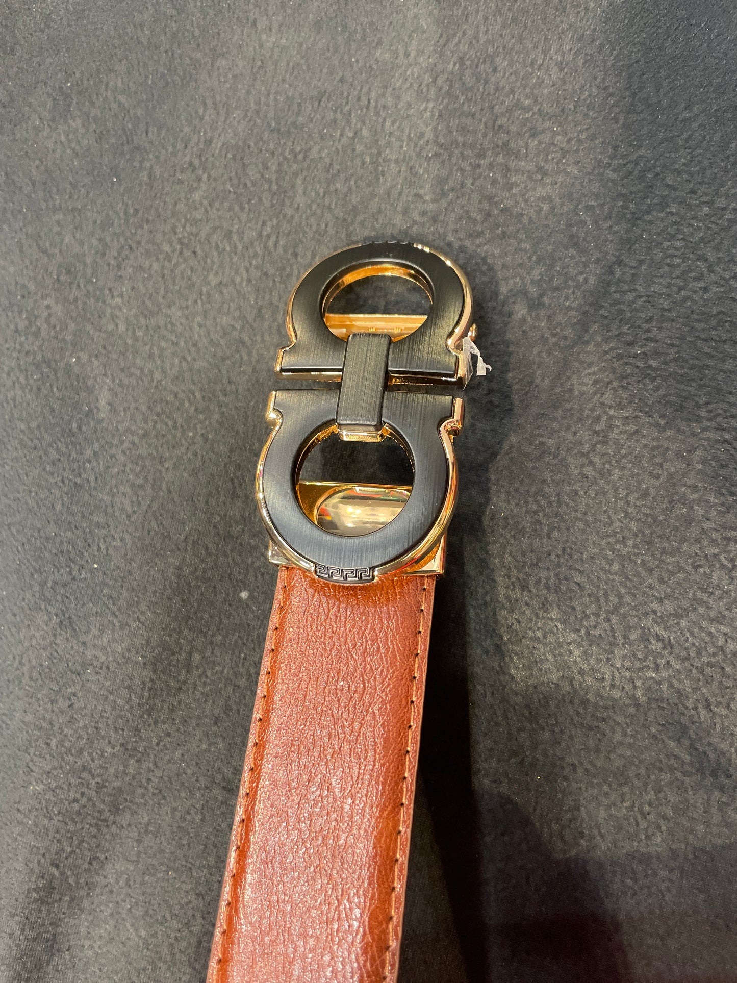 REF FER Black Copper Colour Buckle Brown Black Strap Men Belt 990786