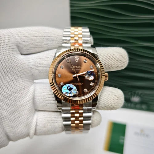 LOR ROL Silver Copper Chain Brown Dial Japanese Automatic Premium Men’s Watch 991452