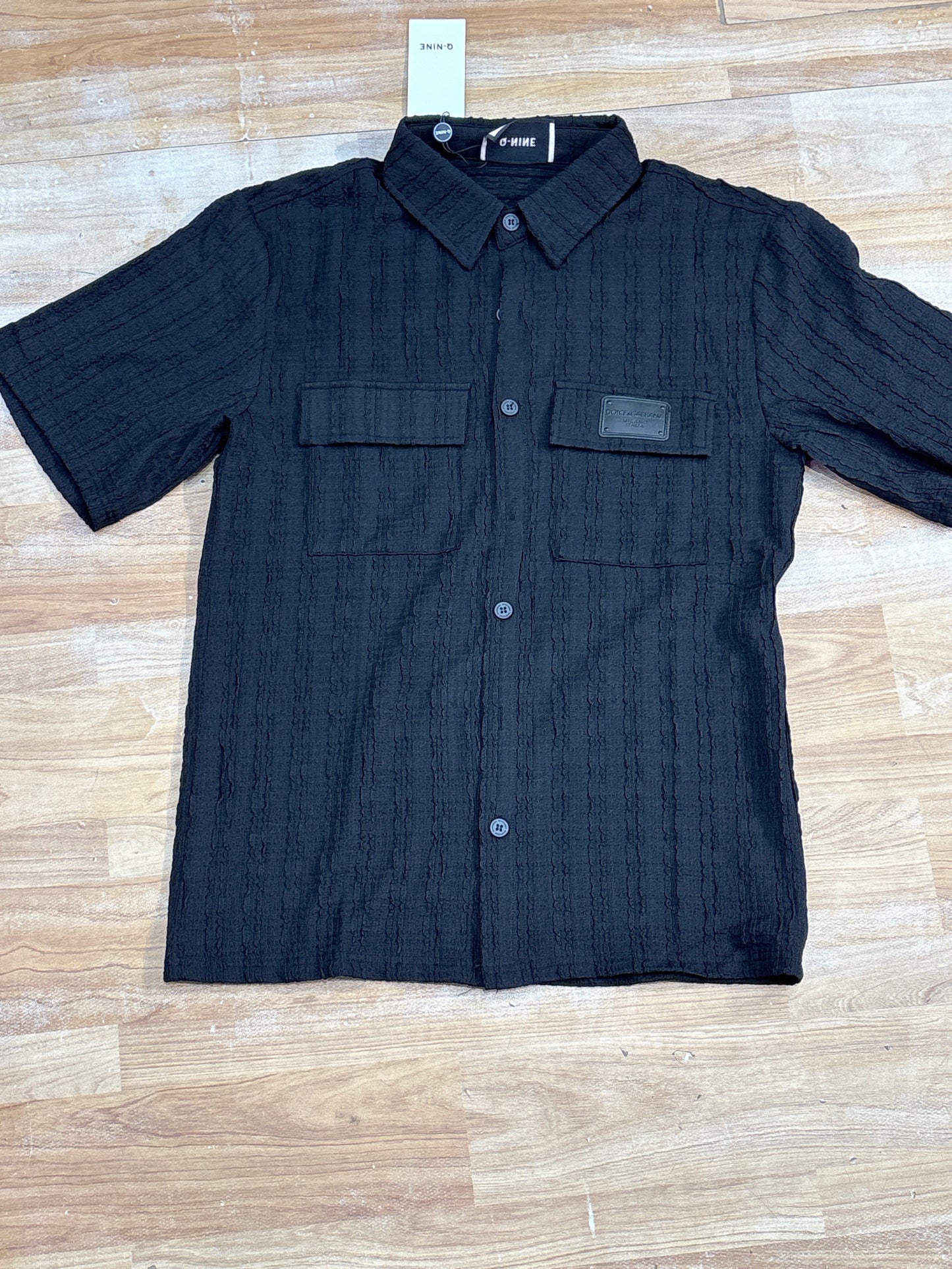 Q-Nine Lod Dol Black Colour Knit Fabric Double Pocket Premium Quality Shirt 6062