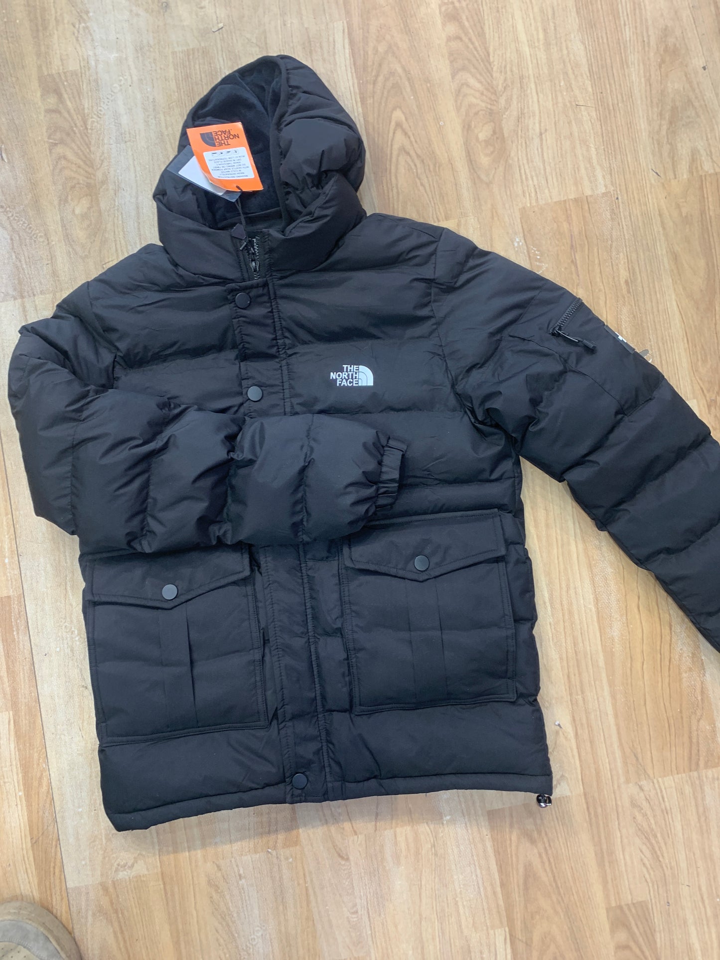 North Face Black Colour Puffer Hoodie Unisex Jacket 90956