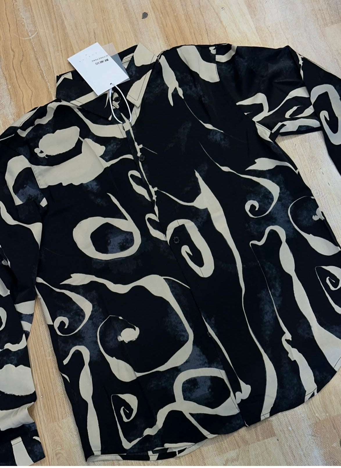 JCF Black Beige Print Colour Full Sleeve Imported Shirt 2330