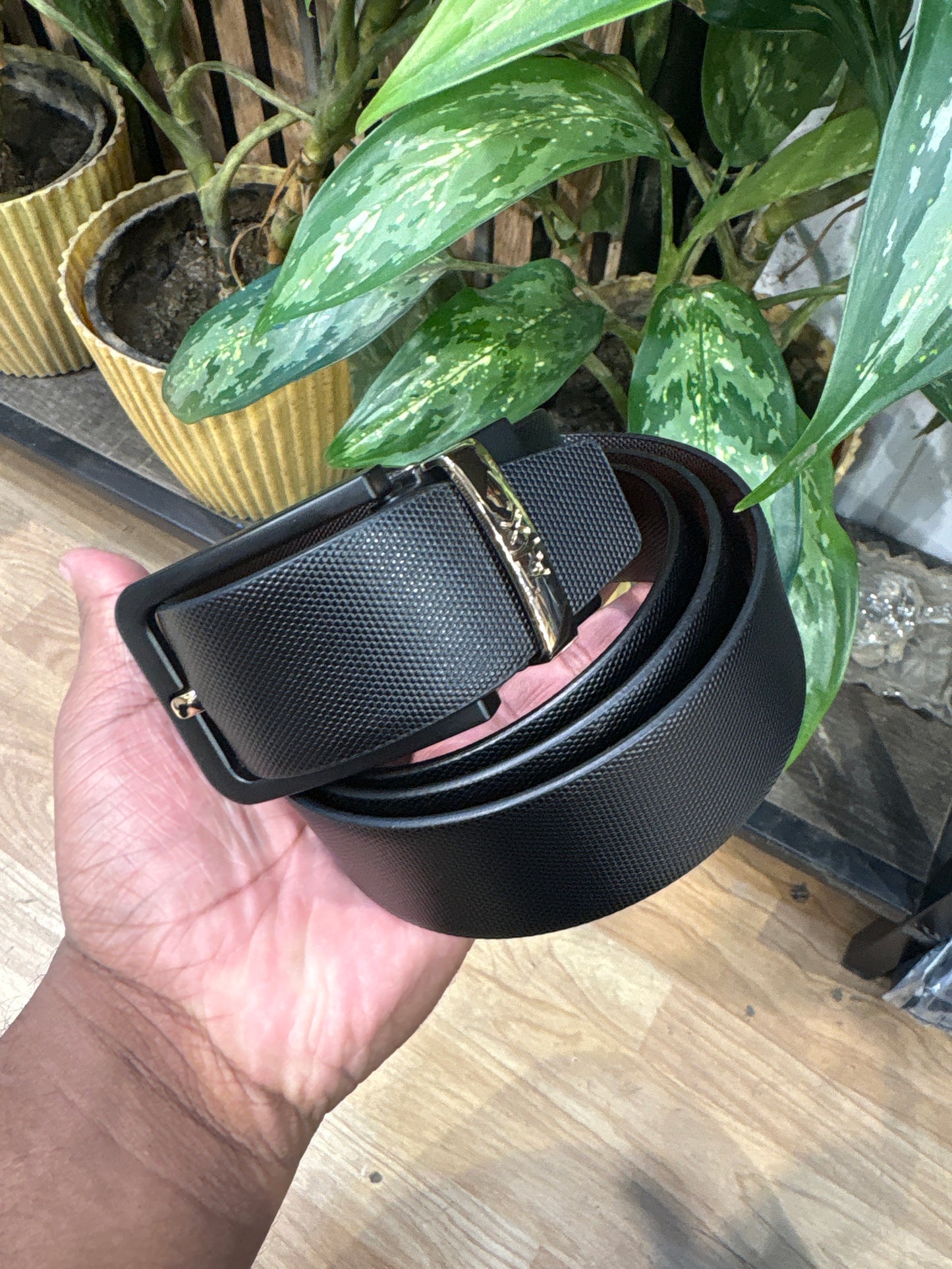 Aix Xa Ax Matte Black Copper Buckle With Black Brown Double Side Strap Men’s Belt 989113
