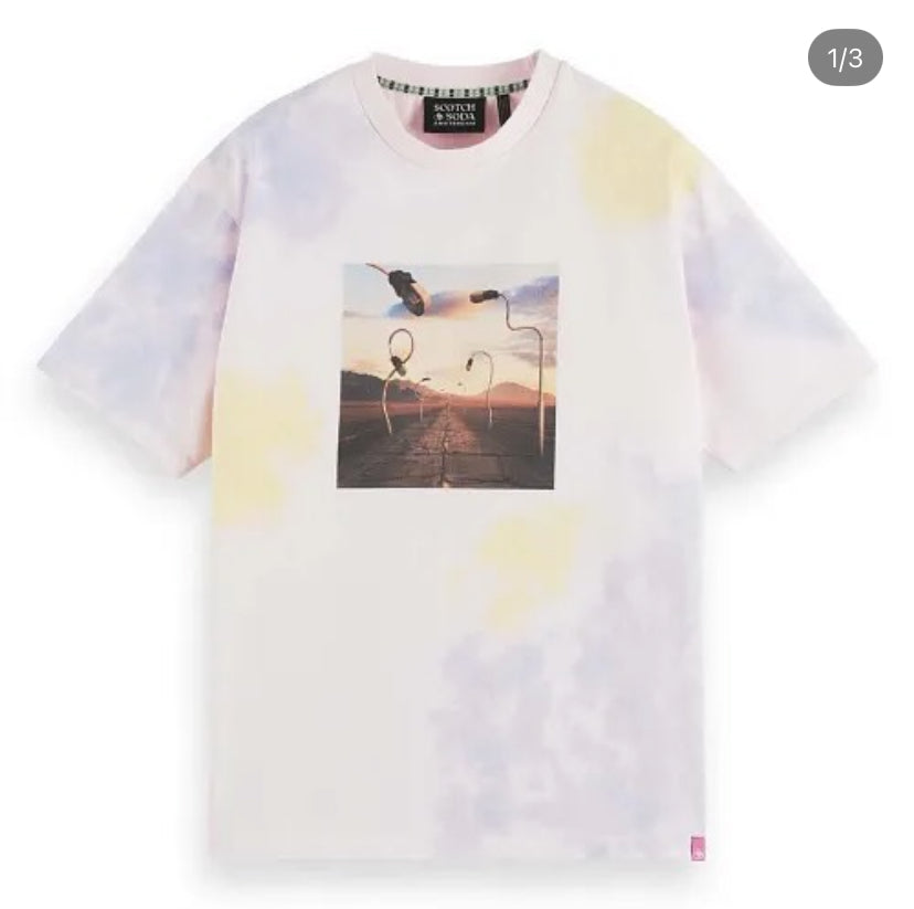 Scotch & Soda Pink Colour Printed Round Neck Tshirt 8719027