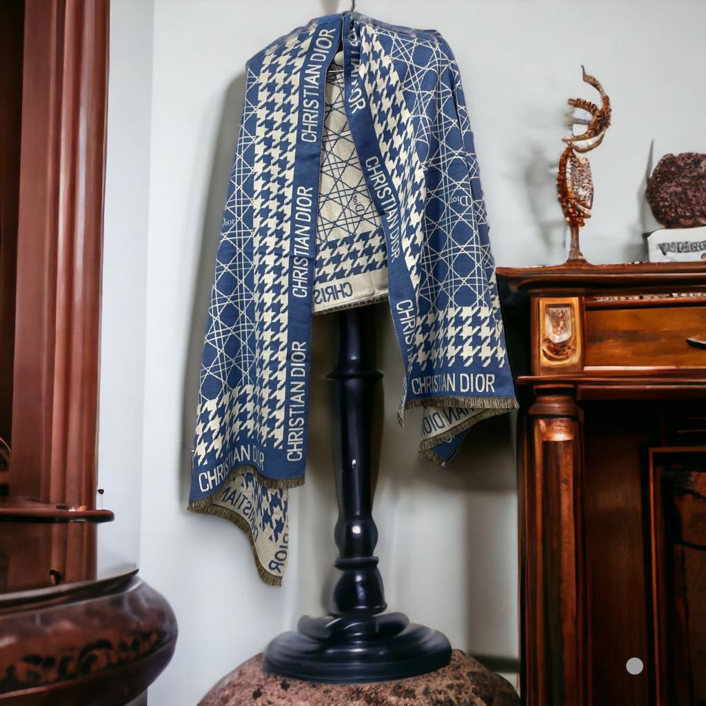 Oid Blue White Colour Unisex Stole 981032