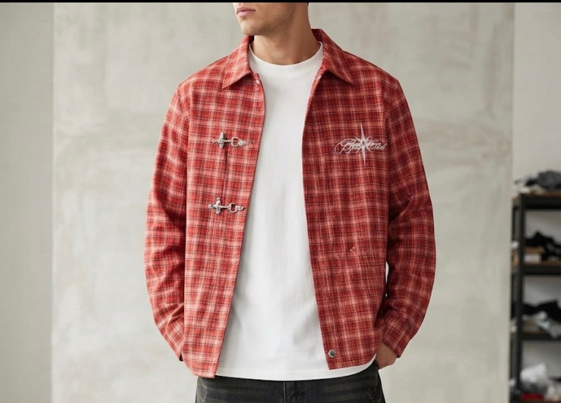 Vogue Desing Red Check Bipolar Club Embroidery Premium Quality Unisex Shirt 1116-A