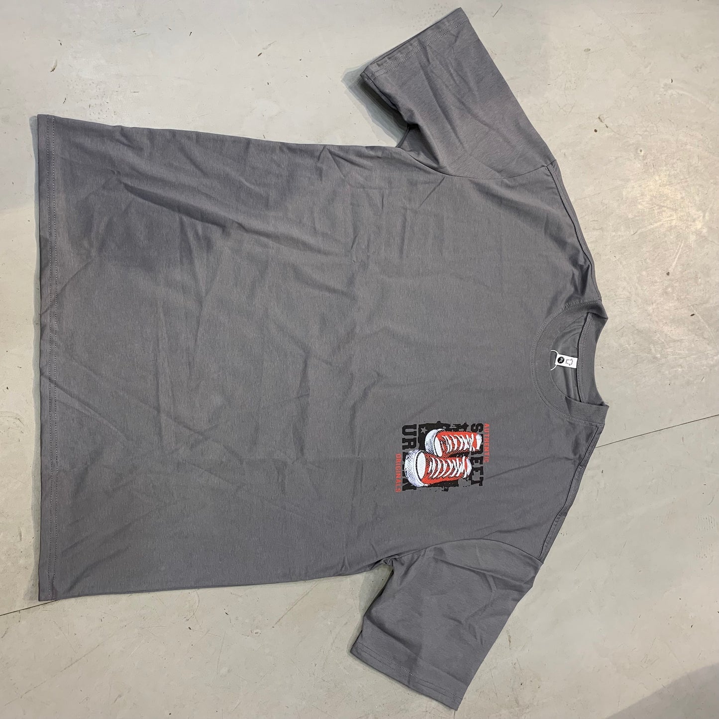 FASHION Grey Colour Shoe Print With Back Print Imported Oversized Unisex TShirt 9076