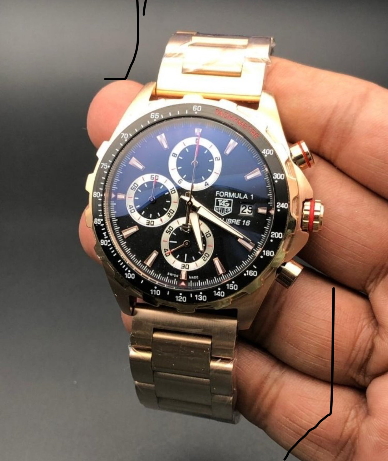 GAT Black Dial Copper Chain Japanese All Chrono Date Working Men’s Watch 990713