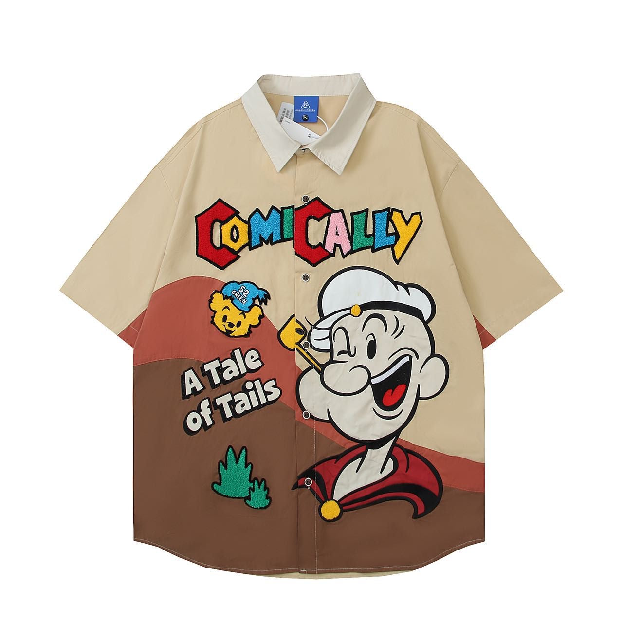 CHLEN RTEEL Beige Rust Brown Colour Comically Baggy Size Premium Shirt YH670