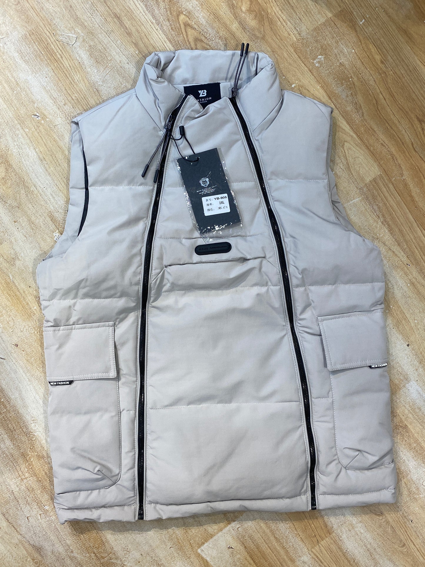 YIBOYUNTIAN Light Grey Colour Double Zipp Half Puffer Jacket YB-905