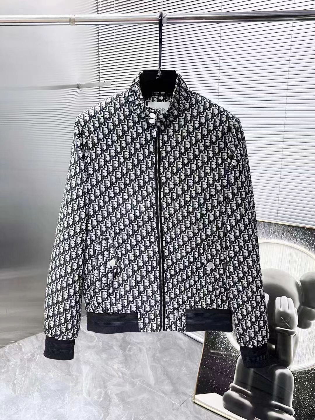 OID White Grey Colour With Monogram Embroidery Premium Quality Jacket A213