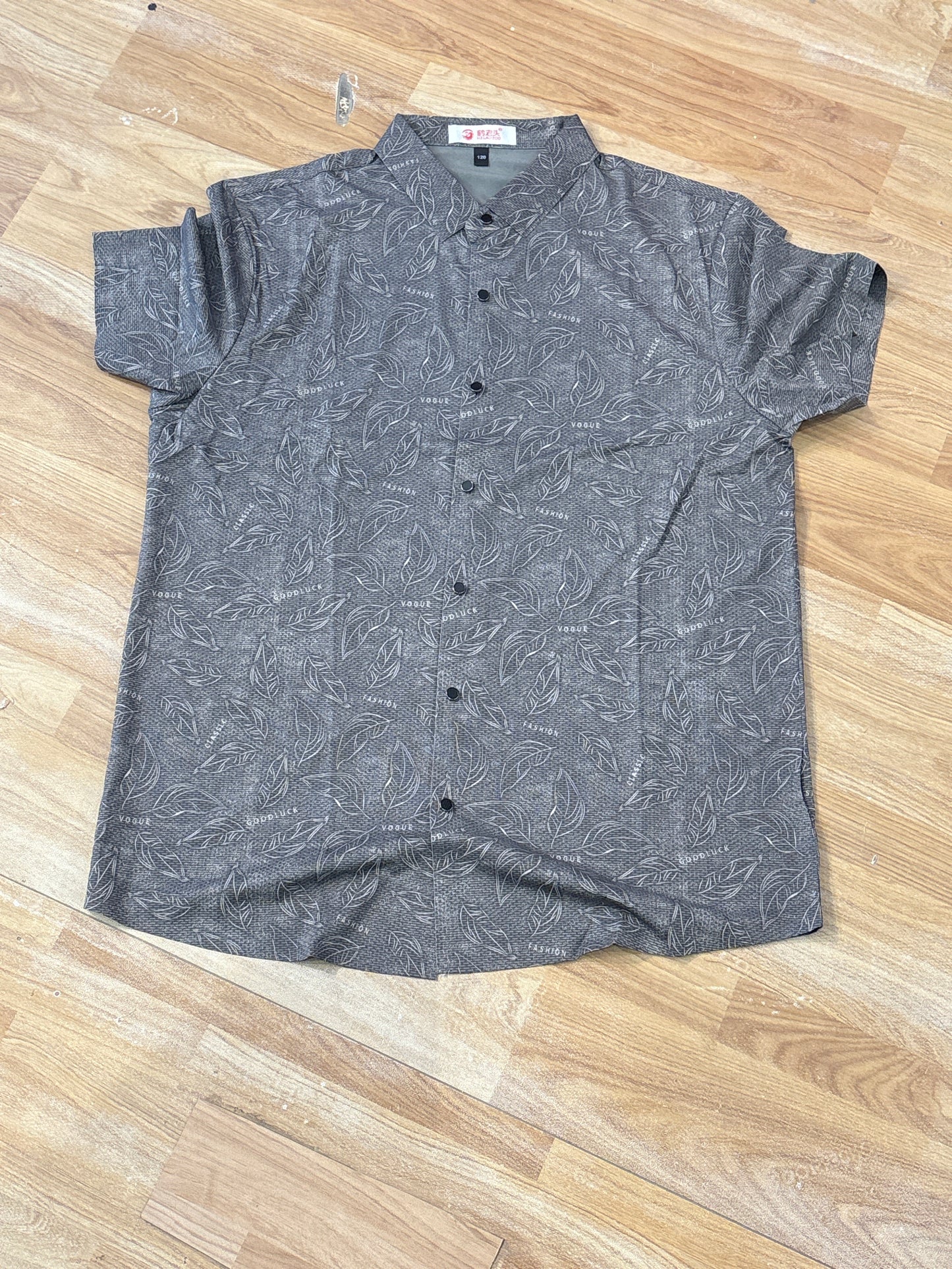 Helaotou Grey Colour With Flower Print Premium Quality Shirt 396