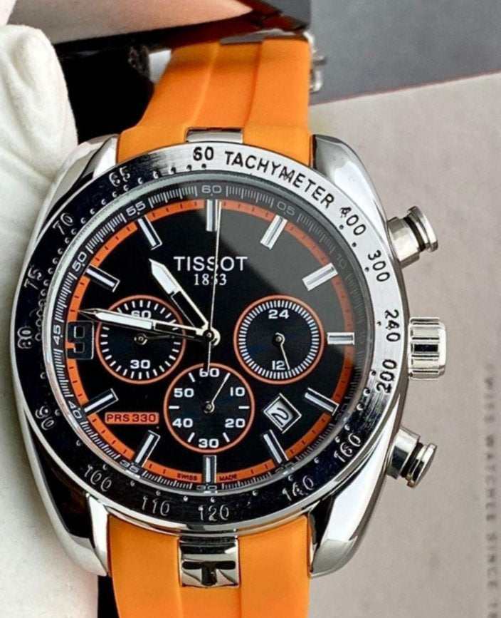 SIT Orange Silicone Strap Black Dial Jap Machinery Men's Watch 987910