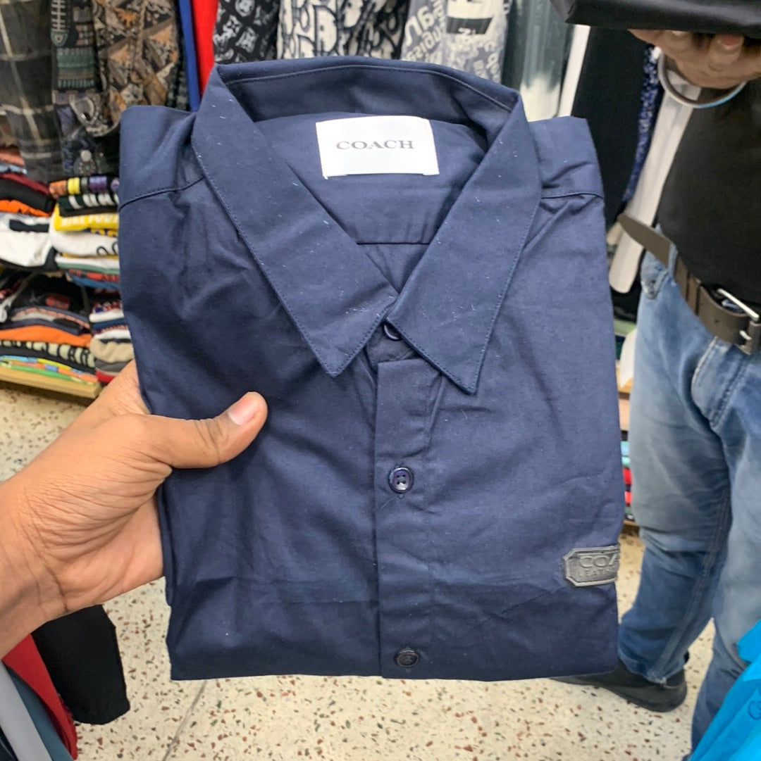 AOC Navy Blue Colour With Logo Design Full Sleeve Shirt 78503