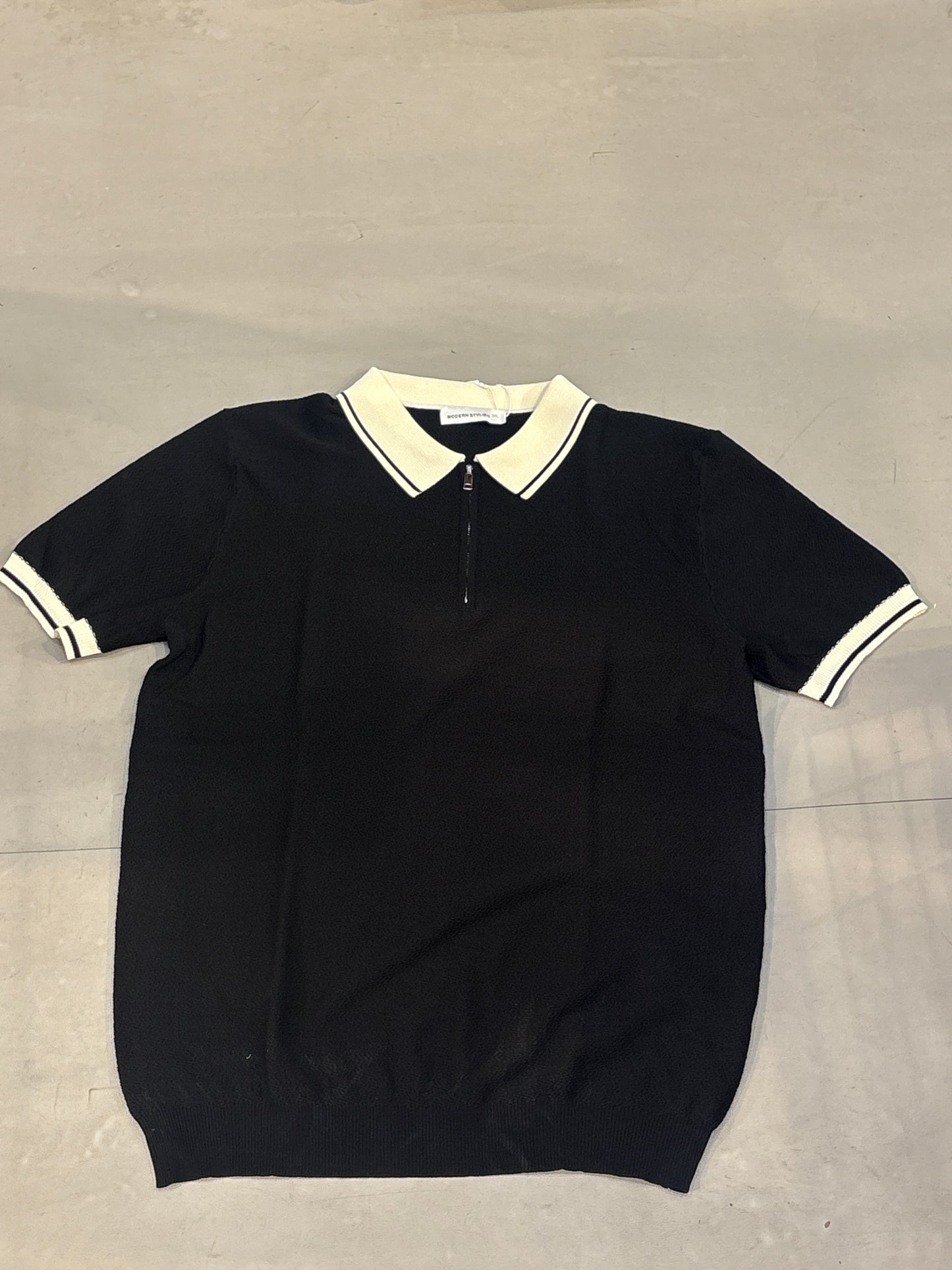 Modern Stylish Black Colour Cream Coller knitted Tshirt 7003