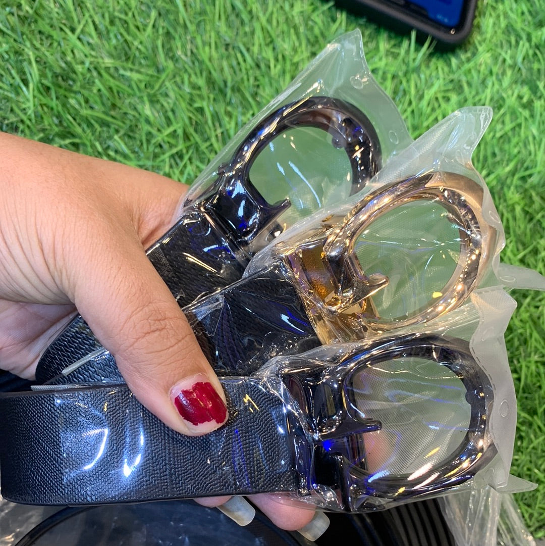 Cug Multi Colour Buckle Black Leather Ladies Belt 87475