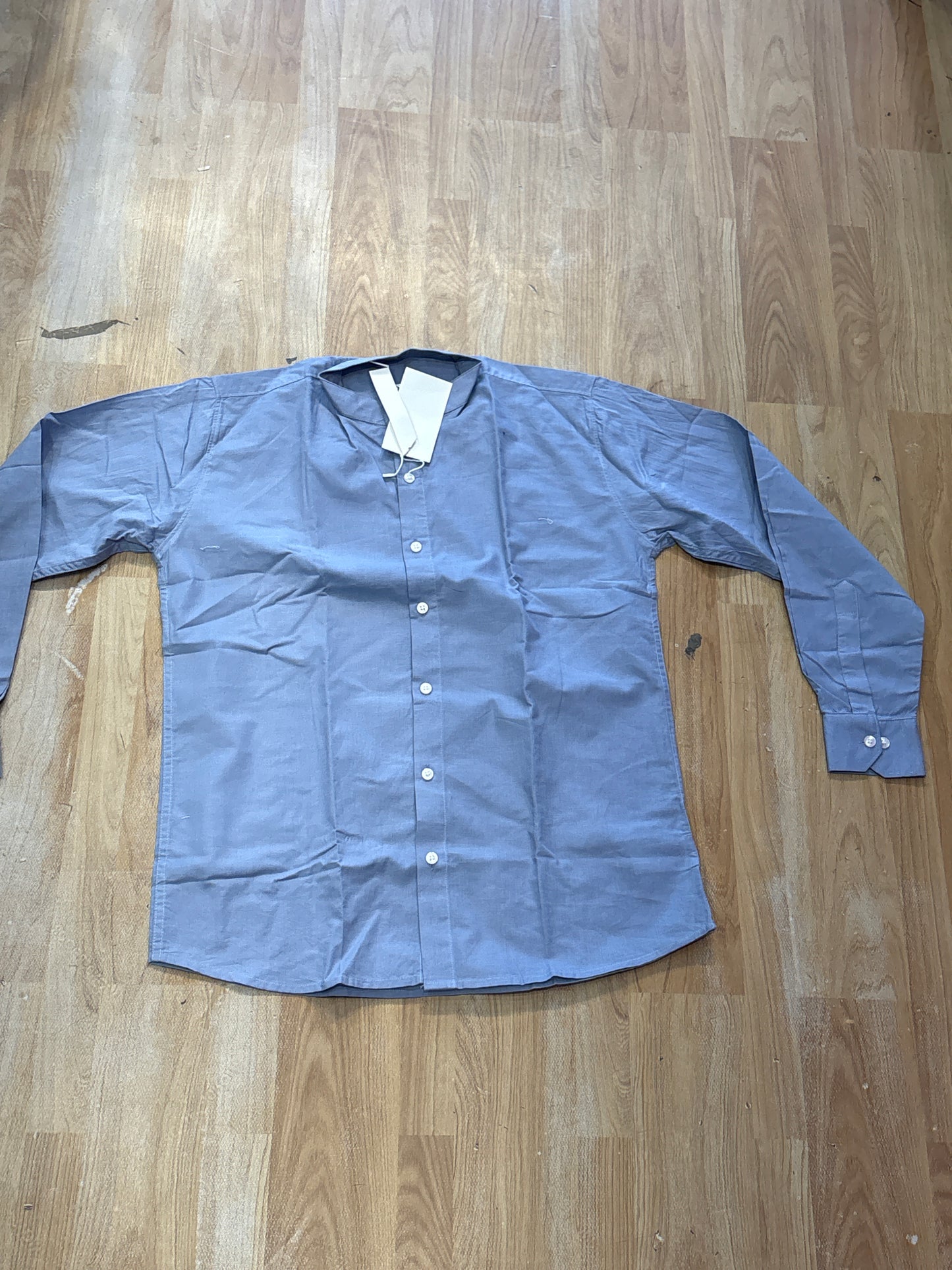 Raz Zar Sky Blue Chinese Collar Full Sleeves Linen Shirt 988890