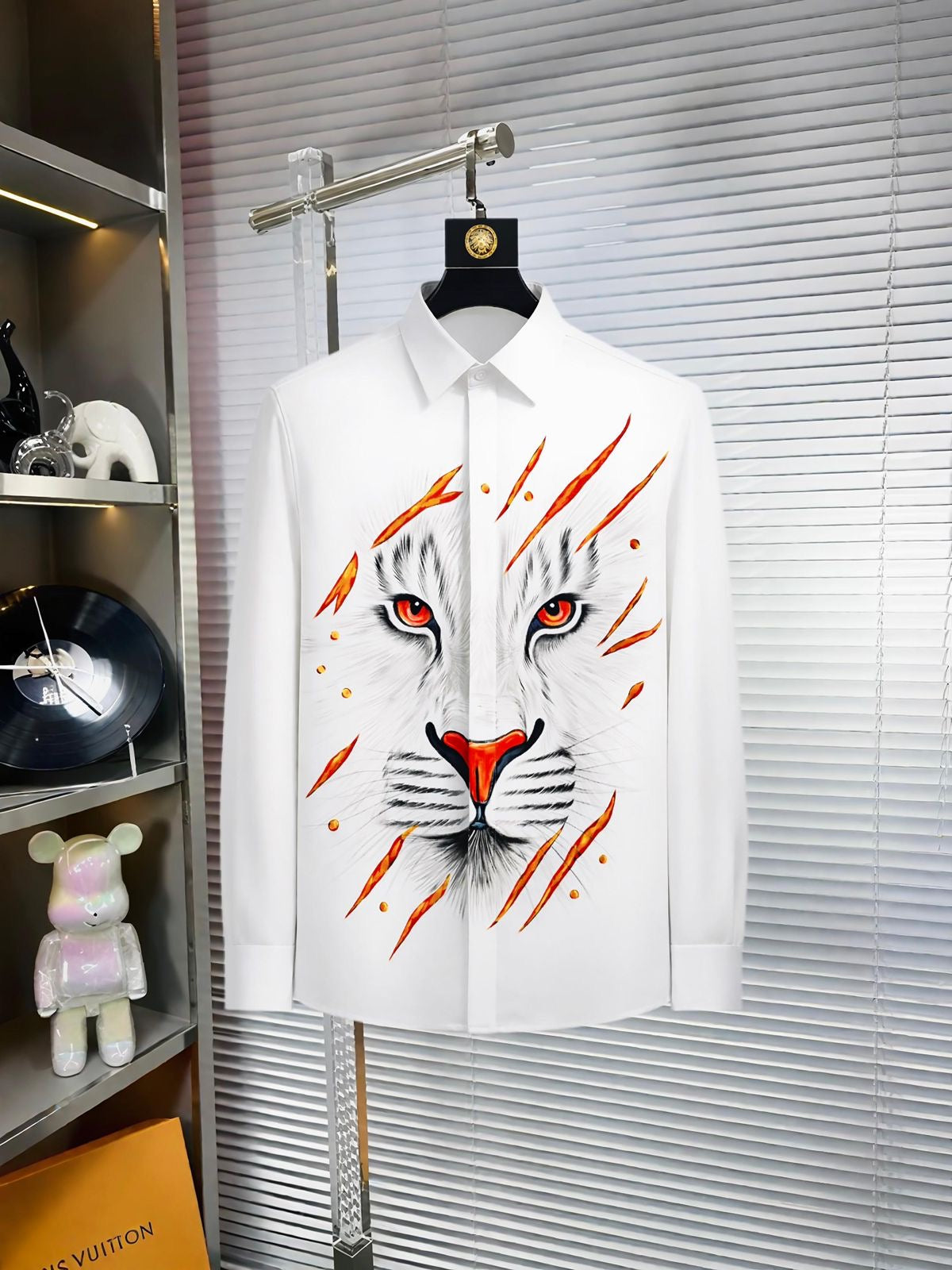 Lab Bal White Colour Orange Red Lion Hand Painted Premium Quality Shirt 900214