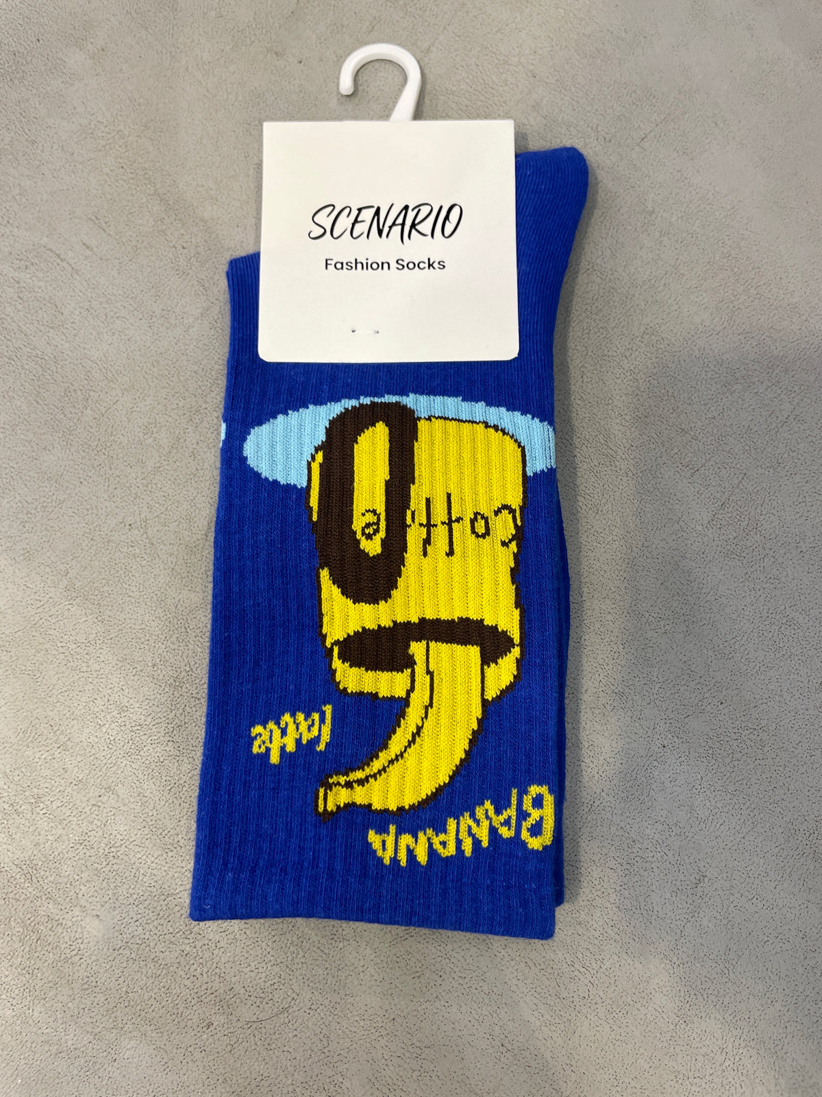 Scenario Blue Colour Banana Latte Print Premium Quality Full Socks 991186