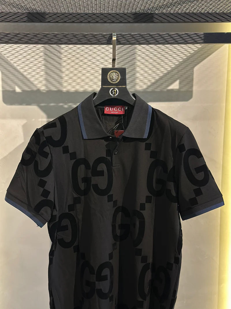 CUG GUC Black Colour Premium Quality Half Sleeve Men’s Collar TShirt 990229
