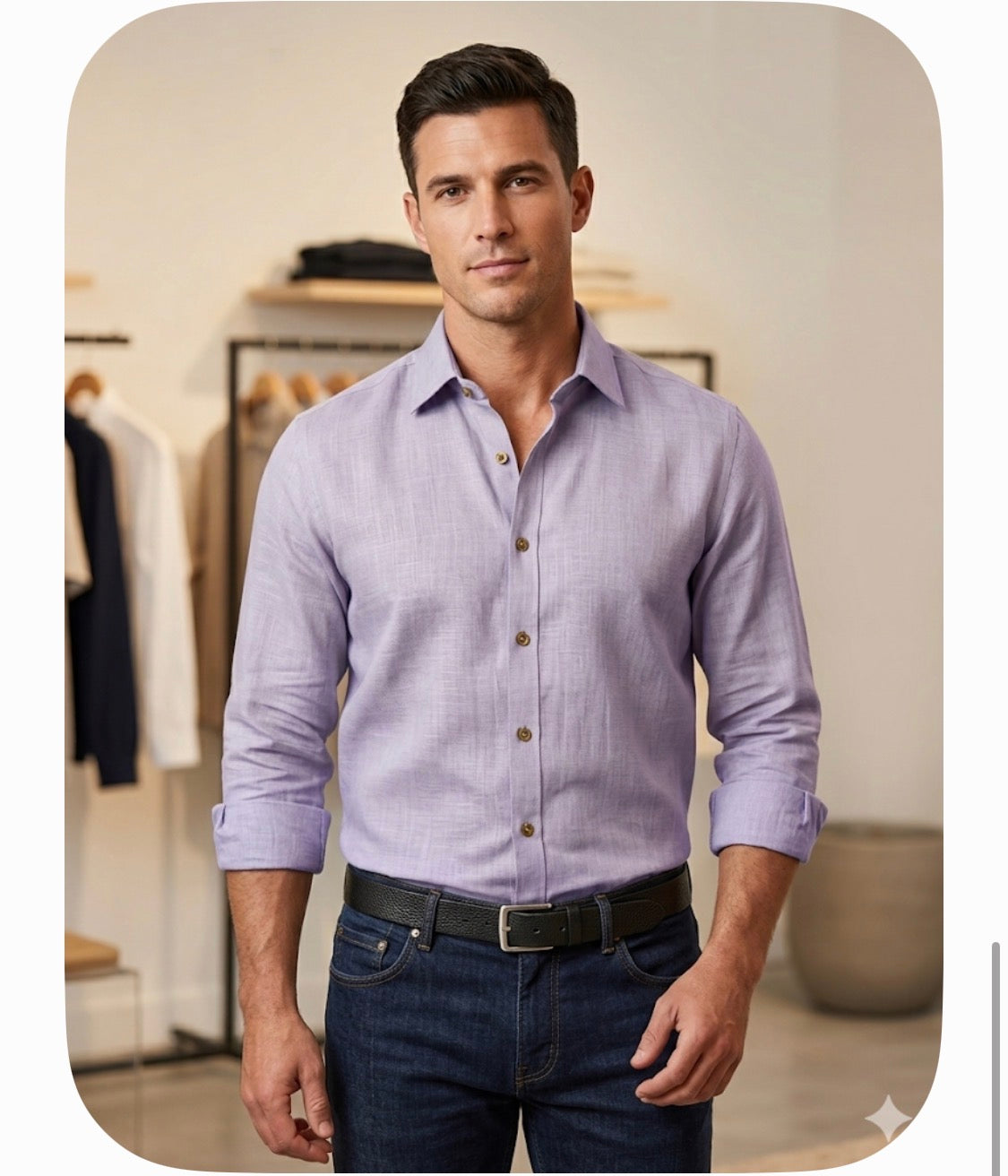 AQUARIUS Purple Colour Premium Quality Plain Full Sleeve Linen Shirt 990843